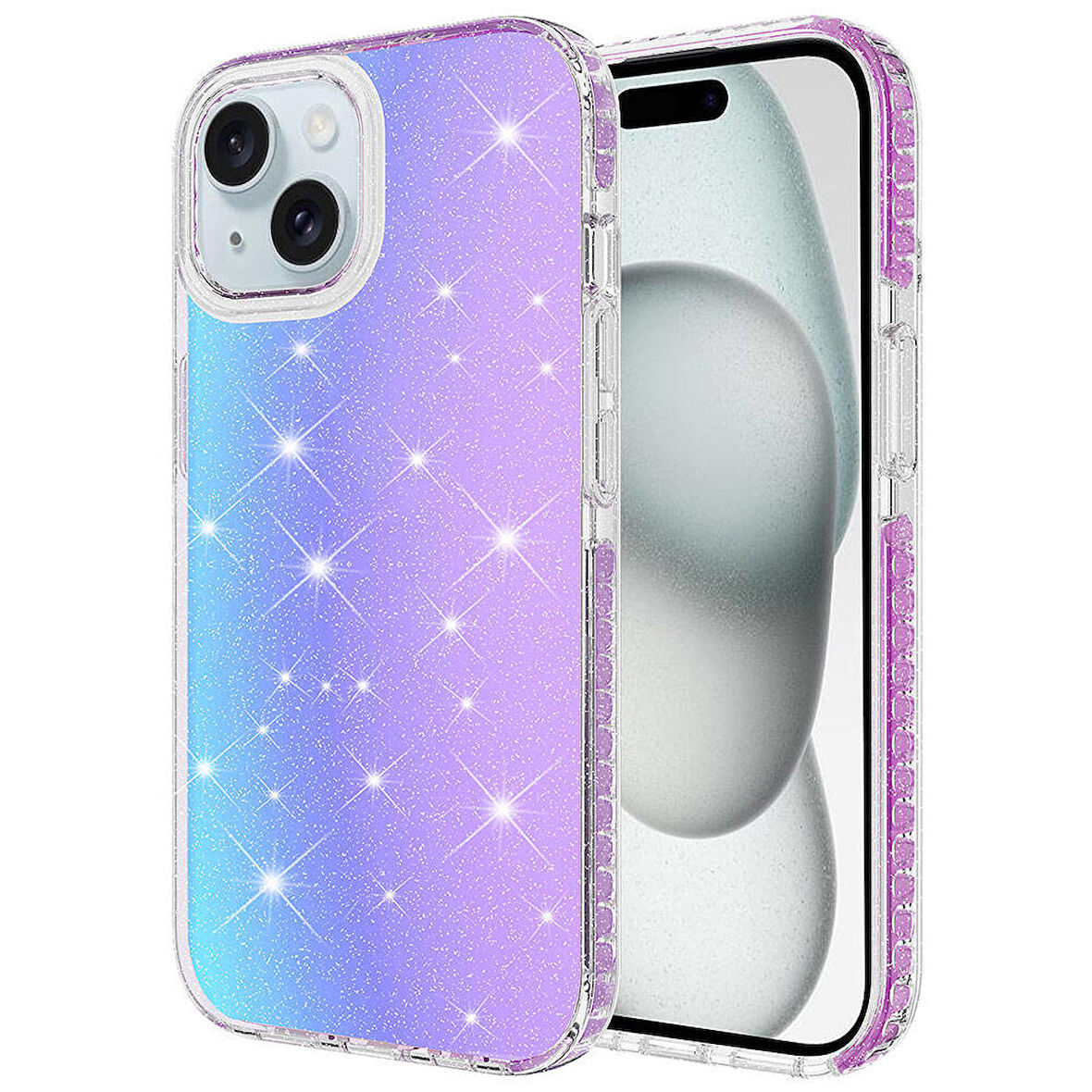 Vendas iPhone 15 Plus Kılıf Parlak Renk Geçişli Zore Velle Kapak