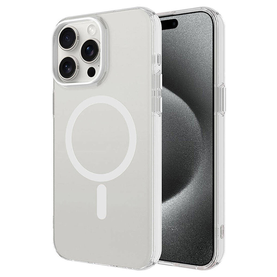 Vendas iPhone 15 Pro Max Uyumlu Cro Serisi Buzlu Transparan Magsafe Şarj Özellikli Sert Kılıf