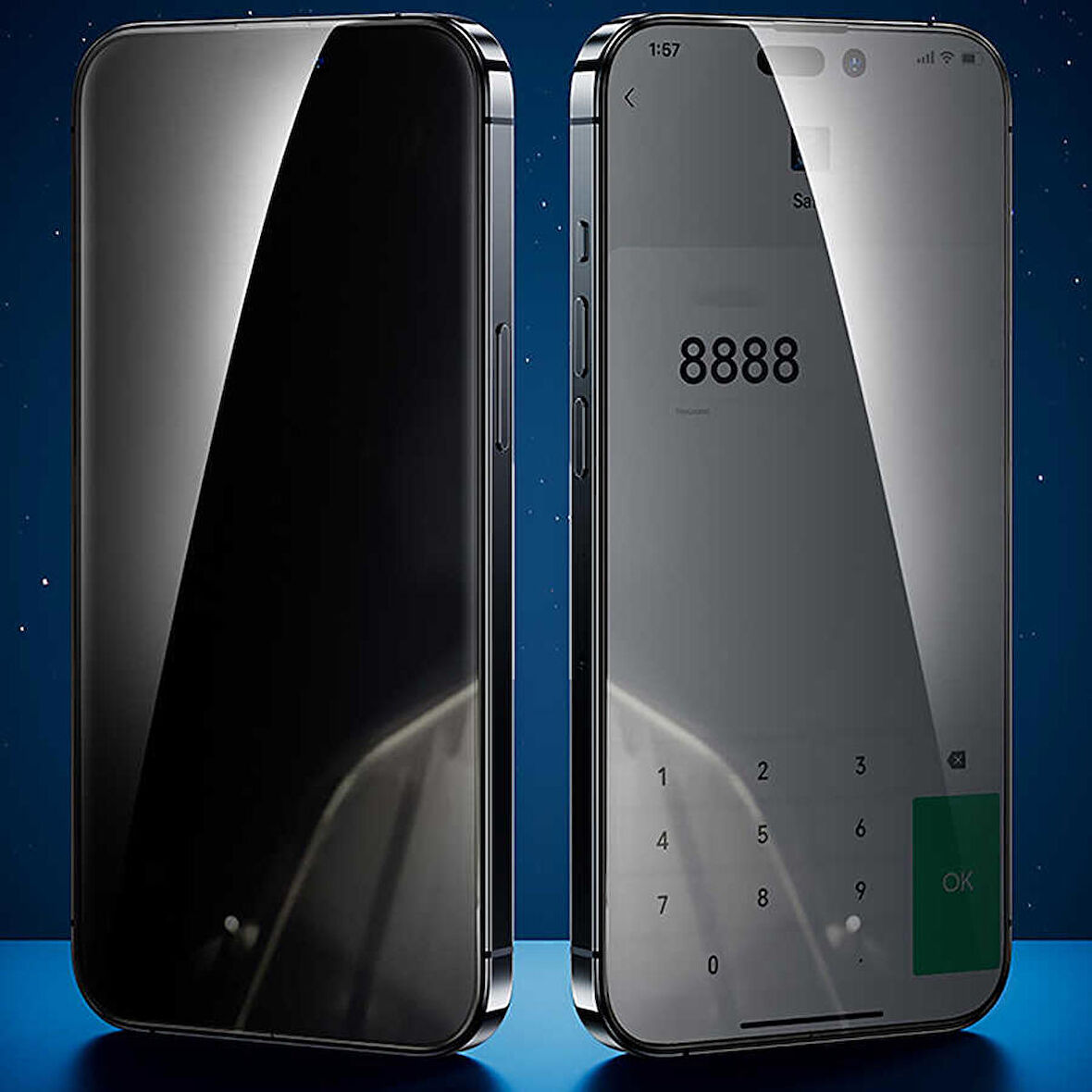 Vendas iPhone 15 Pro Max Uyumlu Oval Kenar Tasarımlı V-Bilvis Warrior Privacy Gizleyen Hayalet Ekran Koruyucu 2 Adet Set