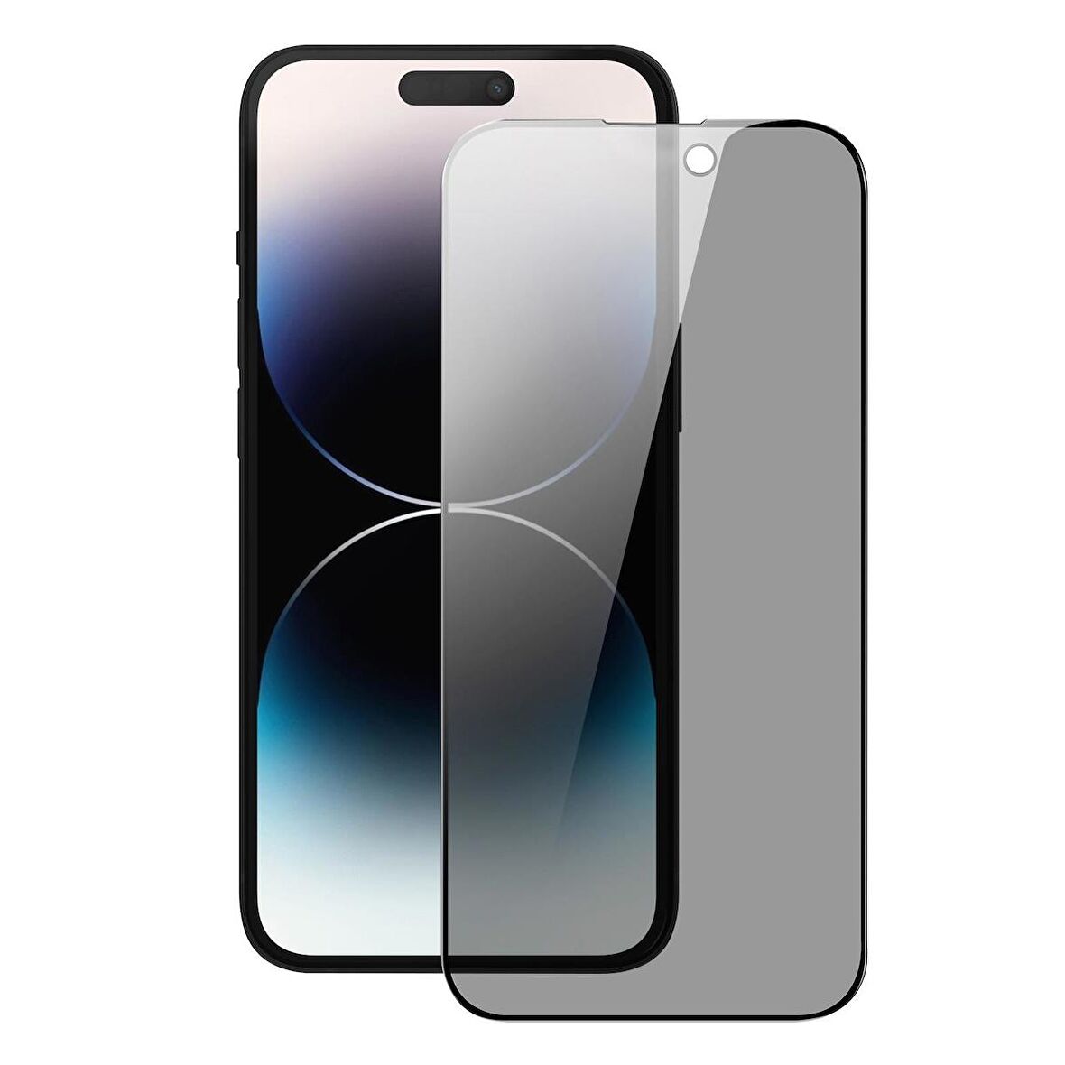 Vendas iPhone 15 Uyumlu Oval Kenar Tasarımlı V-Bilvis Warrior Privacy Gizleyen Hayalet Ekran Koruyucu 2 Adet Set