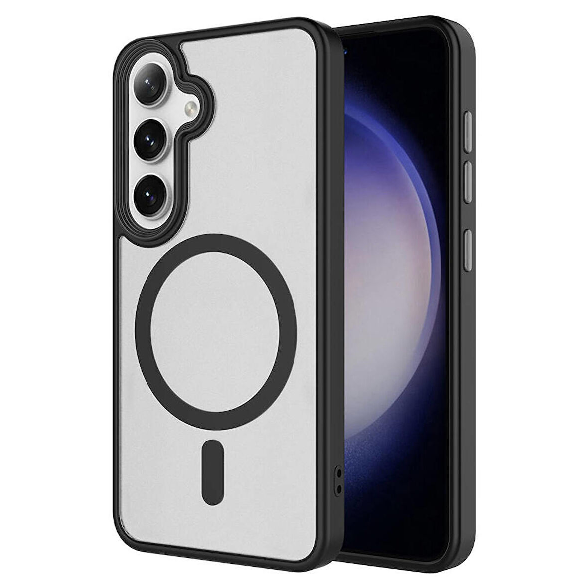 Vendas Samsung S24 Uyumlu Kapak Flet Serisi Mat Arka Yüzey Wireless Şarj Destekli Magsafe Magic Smooth Kılıf