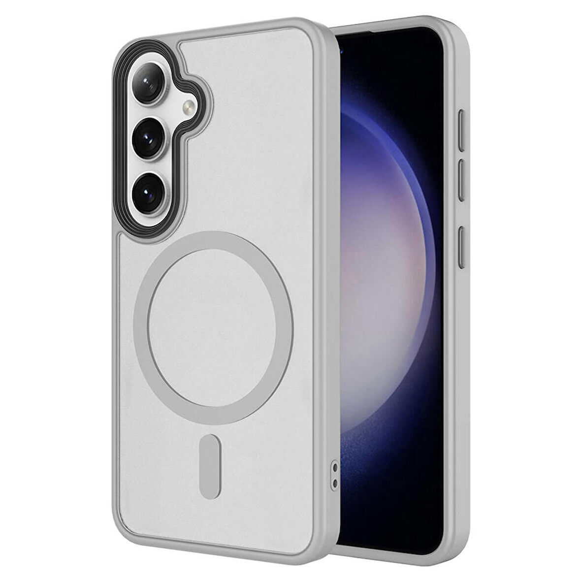Vendas Samsung S24 Uyumlu Kapak Flet Serisi Mat Arka Yüzey Wireless Şarj Destekli Magsafe Magic Smooth Kılıf