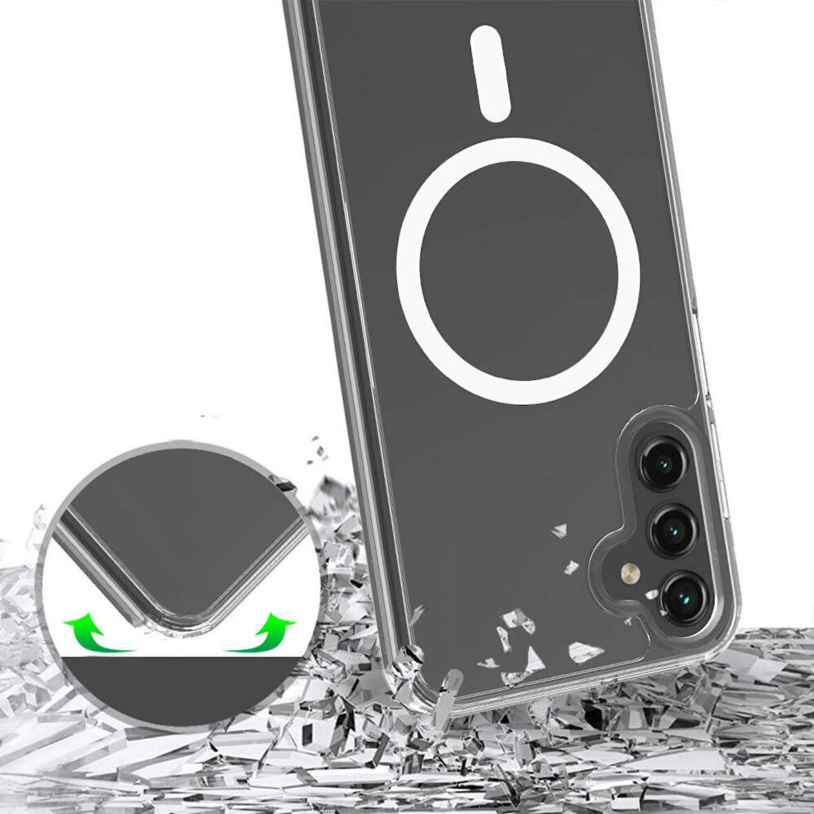 Vendas Samsung S23 FE Uyumlu Kılıf Embos Serisi Magsafe Şarj Özellikli Silikon Kenarlı Sert Pc Kılıf