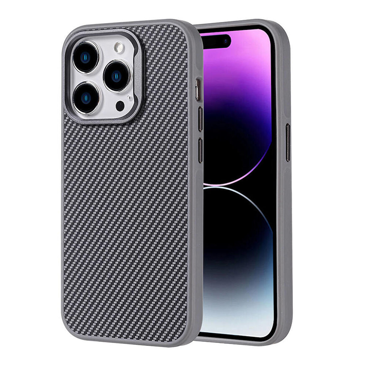 Vendas iPhone 14 Pro Max Kılıf Karbon Fiber 600D Kevlar Zore Troy Kapak