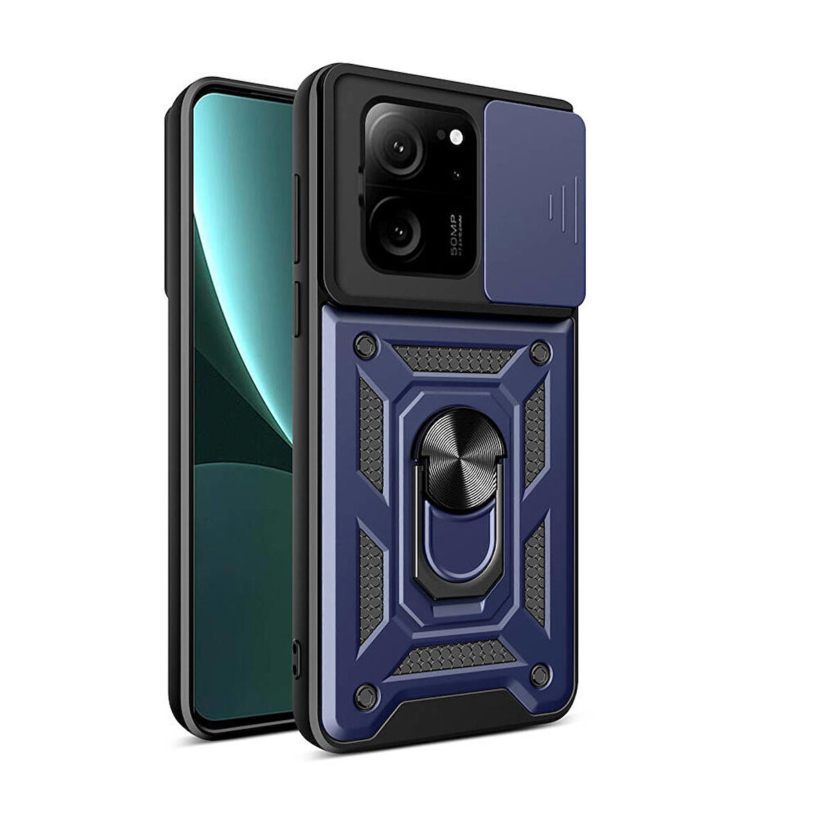 Vendas Xiaomi Mi 13T Kılıf Magnetik Standlı Kamera Korumalı Zore Sürgülü Vega Kapak