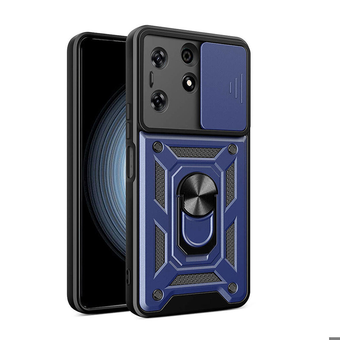 Vendas Tecno Spark 10 Pro Kılıf Magnetik Standlı Kamera Korumalı Zore Sürgülü Vega Kapak