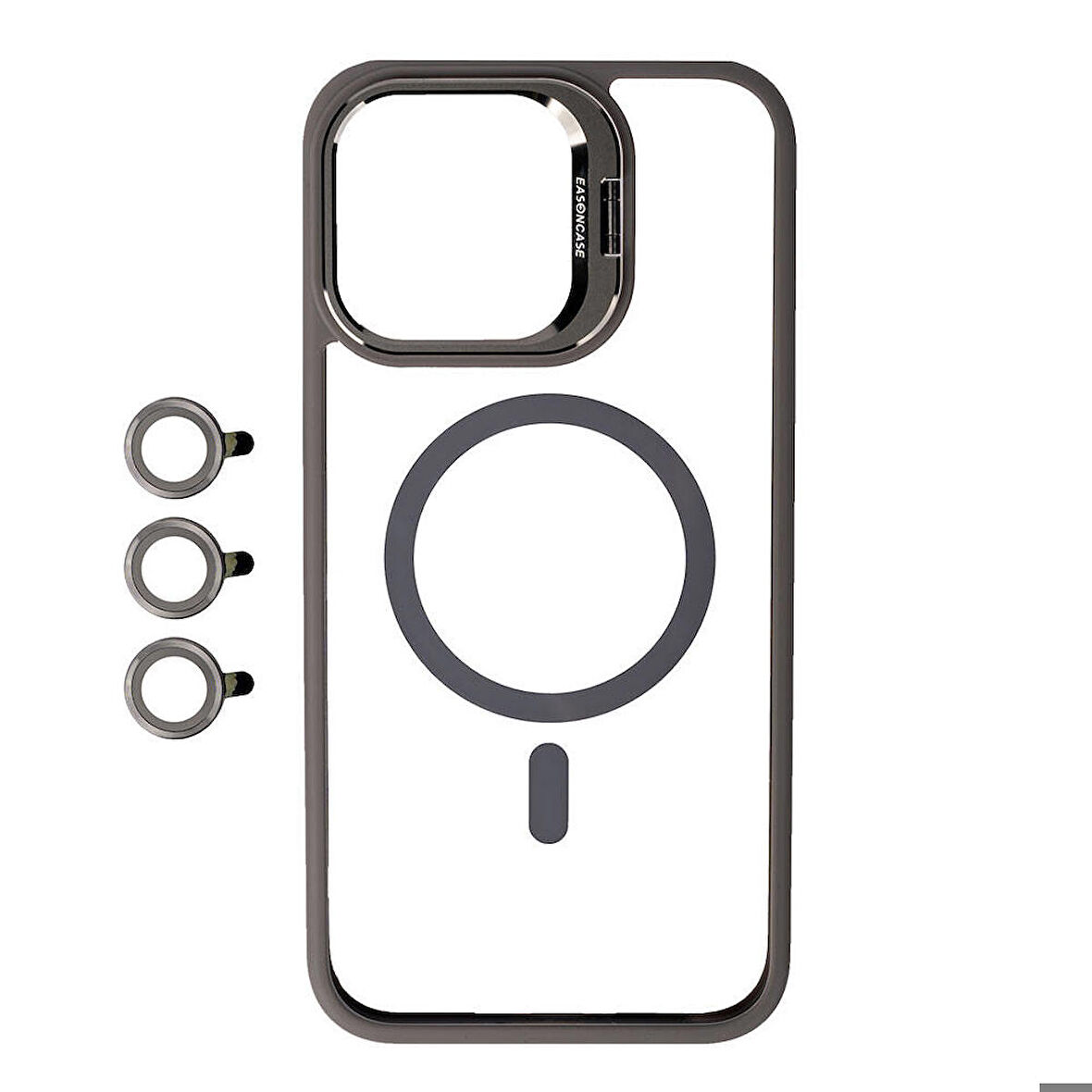 Vendas iPhone 15 Pro Kılıf Magsafe Wireless Şarj Özellikli Standlı Zore Magsafe Klon Lensli Kapak
