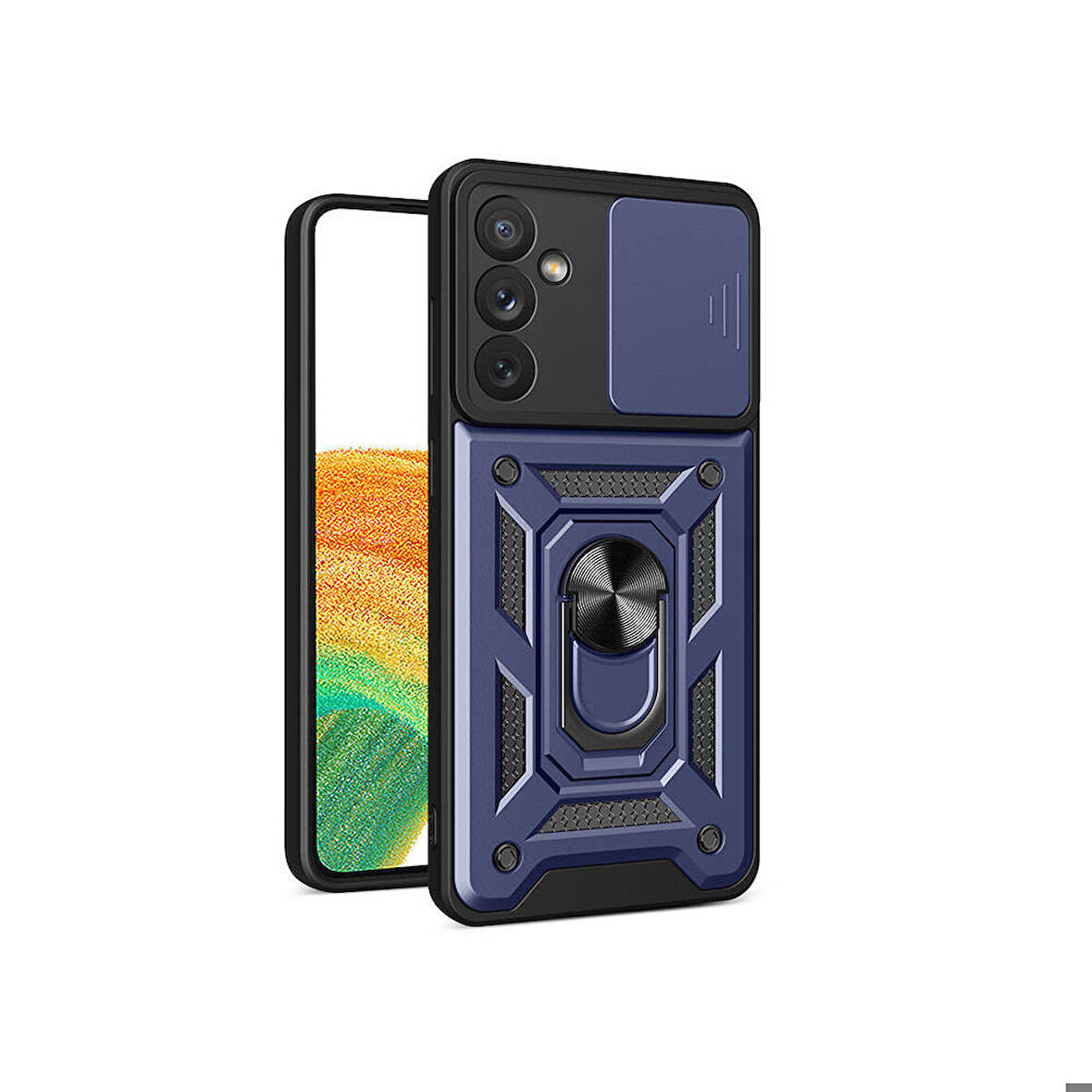 Vendas Samsung Galaxy A34 Kılıf Magnetik Standlı Kamera Korumalı Zore Sürgülü Vega Kapak