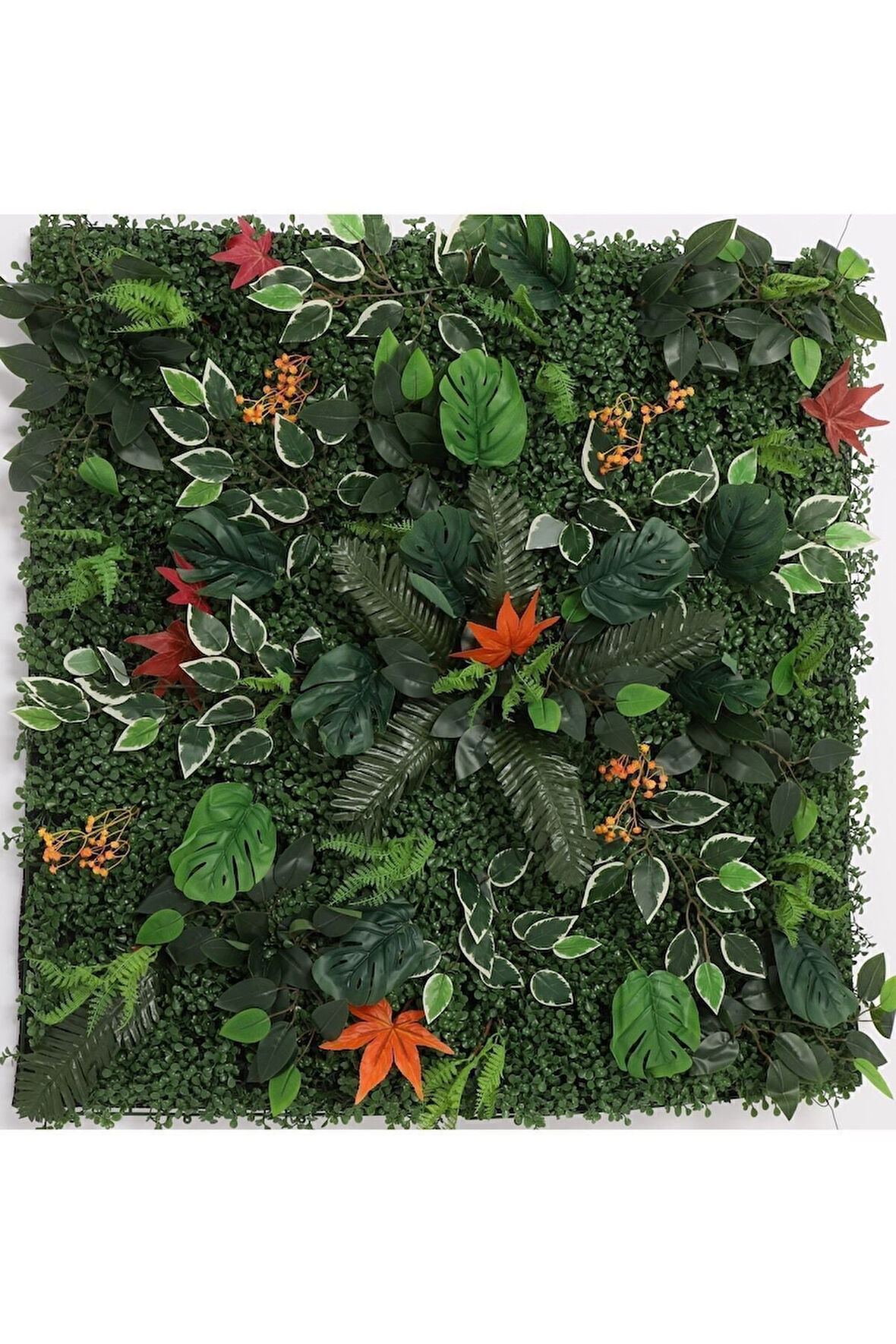 Yapay Çiçek Duvar Kaplama 1m2 100'100 Cm Panel Şimşir Dik Duvar Uygulama Çim