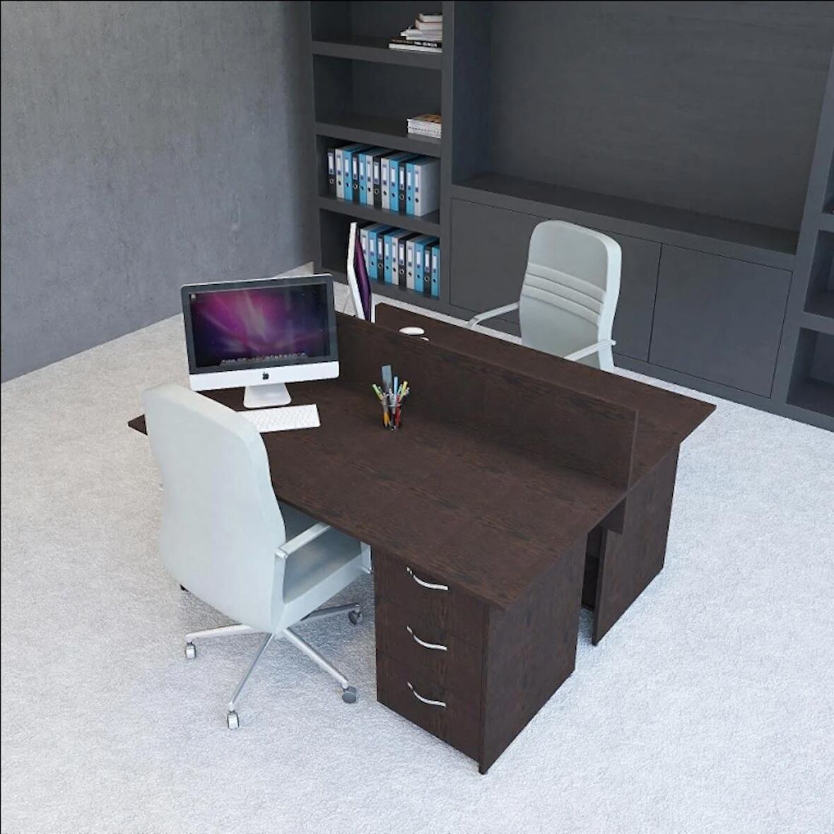 Vena Nil Workstation İkili Çalışma Masa 158cm x 140cm x 115h Wenge