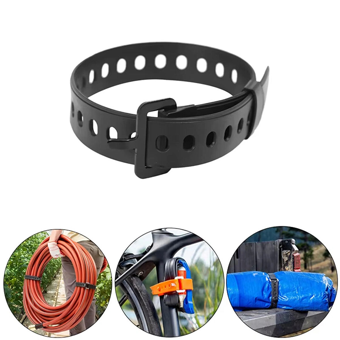 Microcase Yeniden Kullanılabilir Bağcık Kablo Eşya Sabitleme Düzenleme Bağı 45cm 1 ADET - SİYAH AL5257