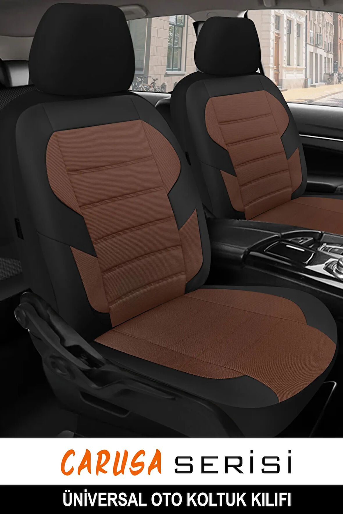 Ford Fiesta  Uyumlu 5 KOLTUK TAM SET CARUSA SERİSİ TAM SET TAY TÜYÜ OTO KOLTUK KILIFI TABA