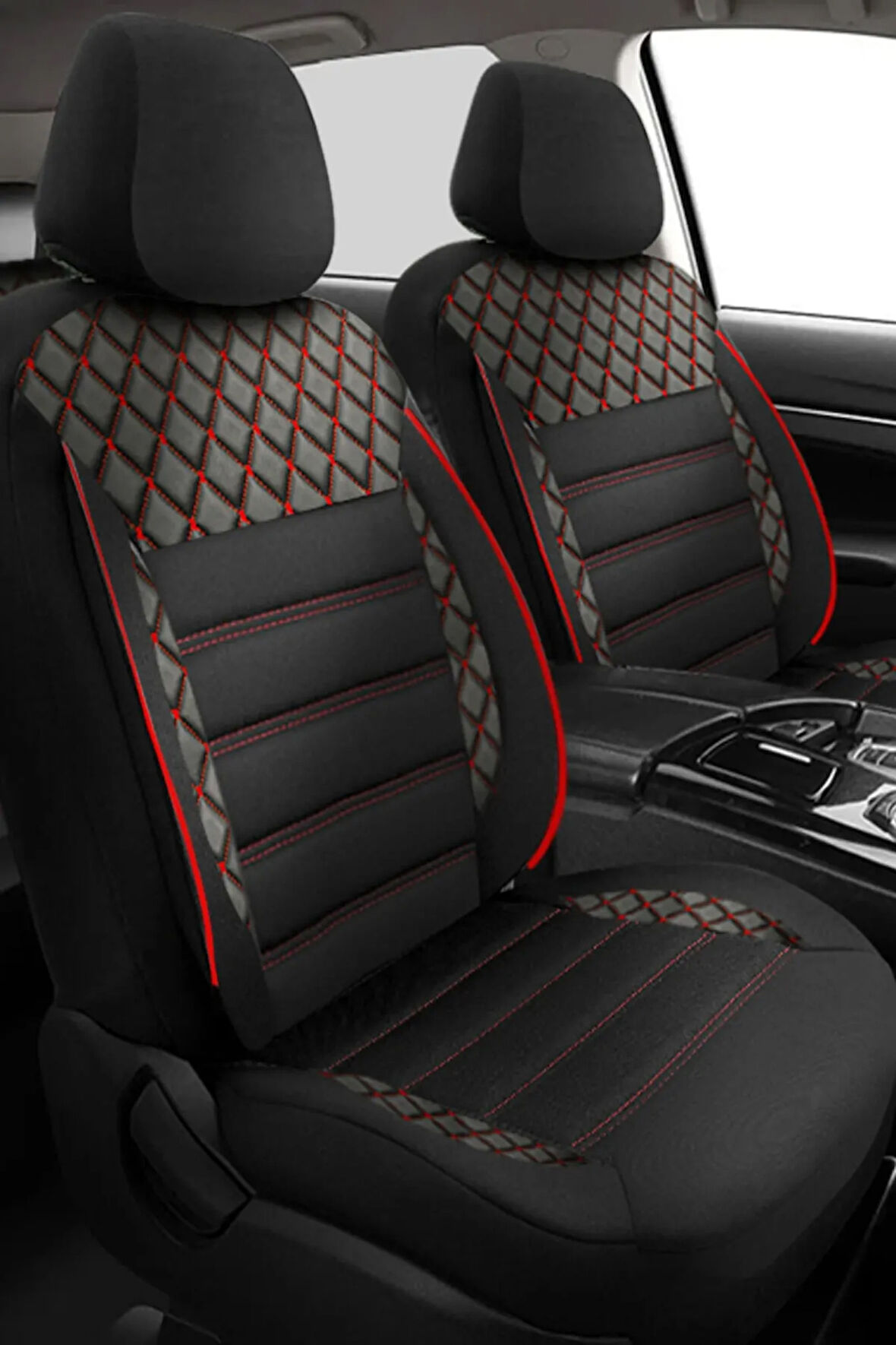Volvo 245  Uyumlu 5 KOLTUK TAM SETPREMİO SERİSİ TAY TÜYÜ OTO KOLTUK KILIFI KOKMA TERLETME YAPMAZ KIRMIZI DİKİŞ DETAYLI