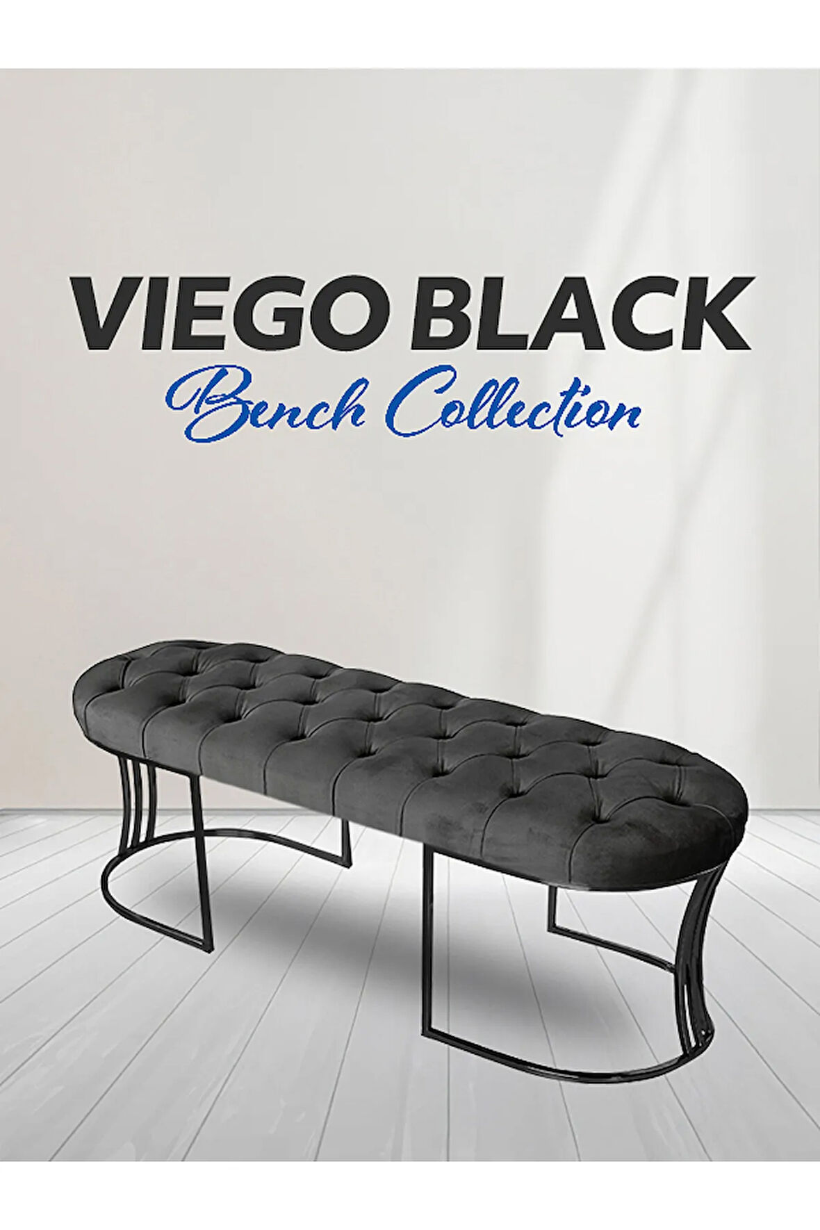 Viego Siyah Bench Puf,Metal