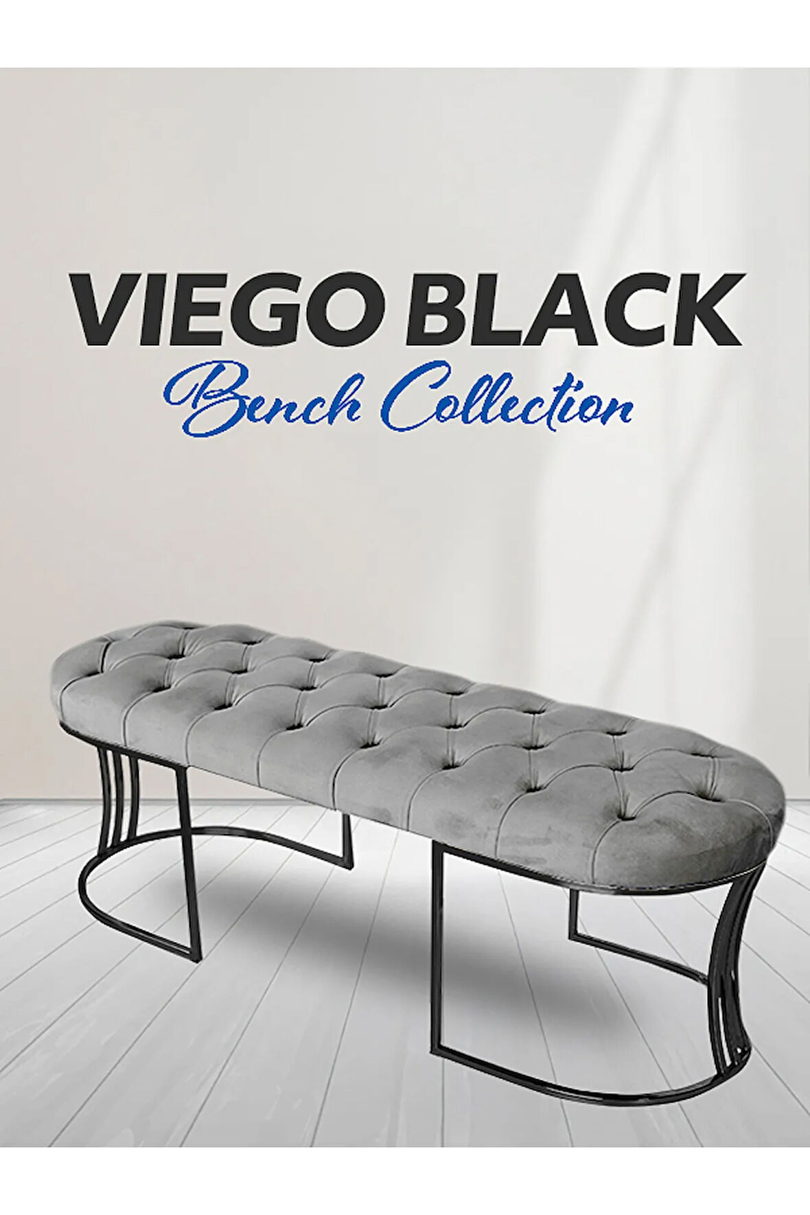 Viego Siyah Bench Puf,Metal
