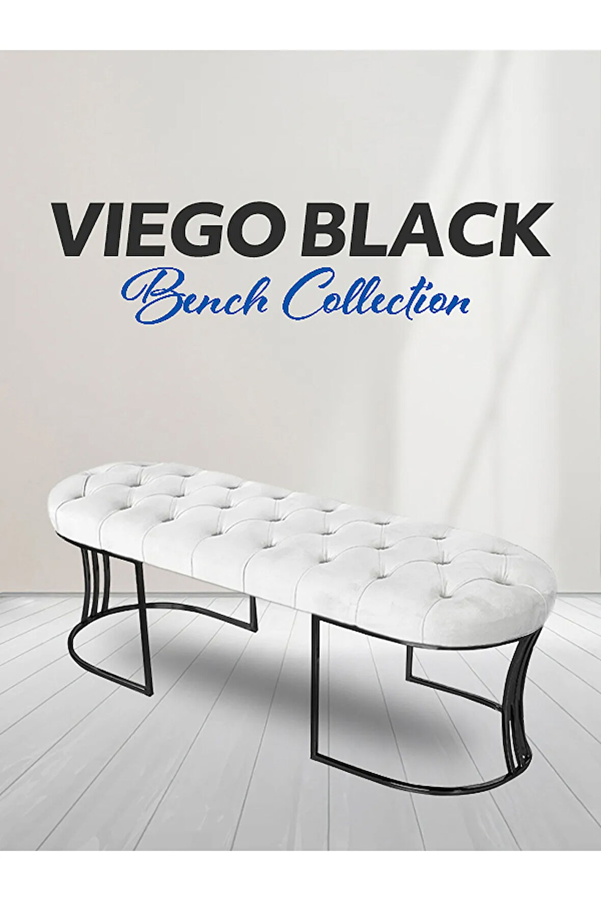 Viego Siyah Bench Puf,Metal