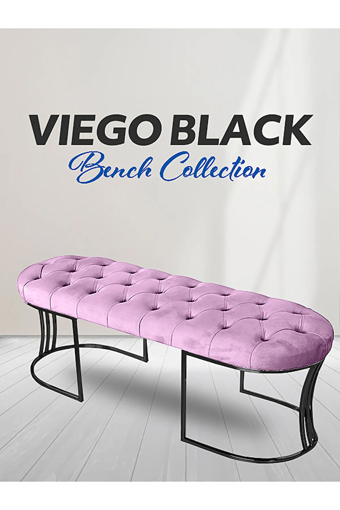 Viego Siyah Bench Puf,Metal