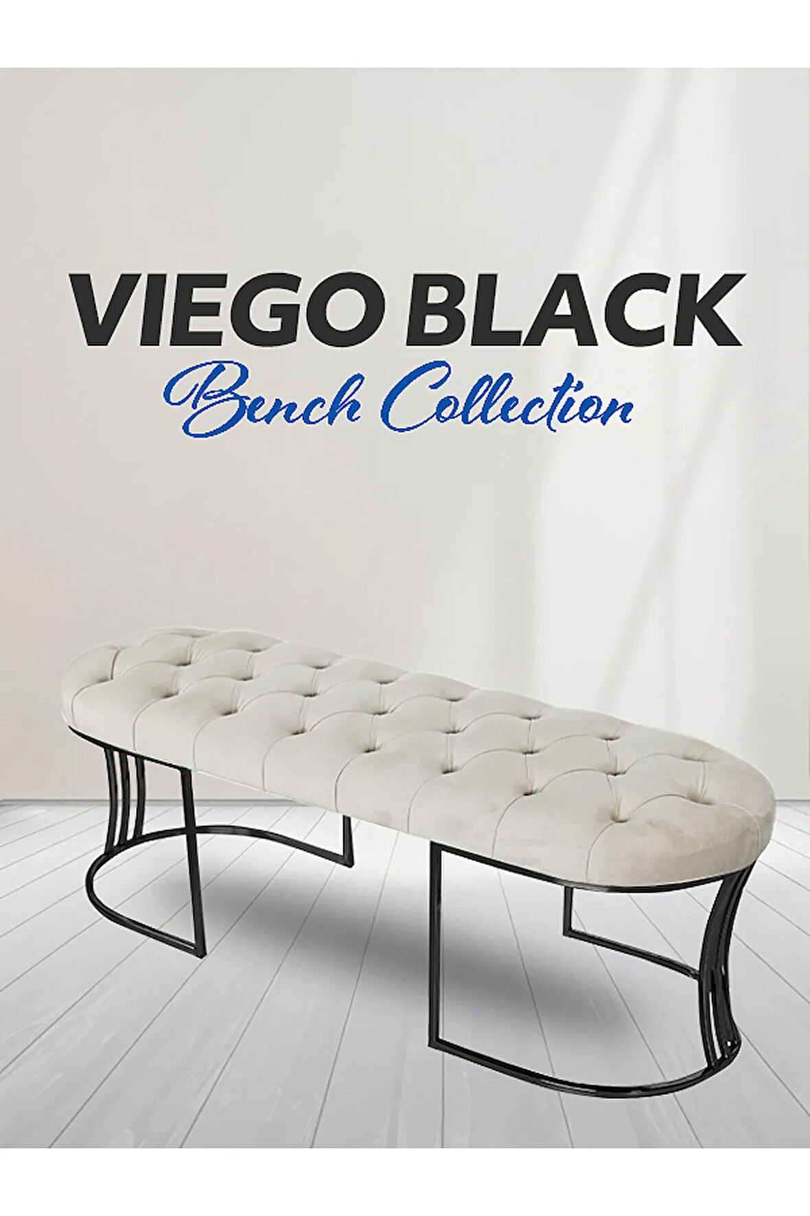 Viego Siyah Bench Puf,Metal