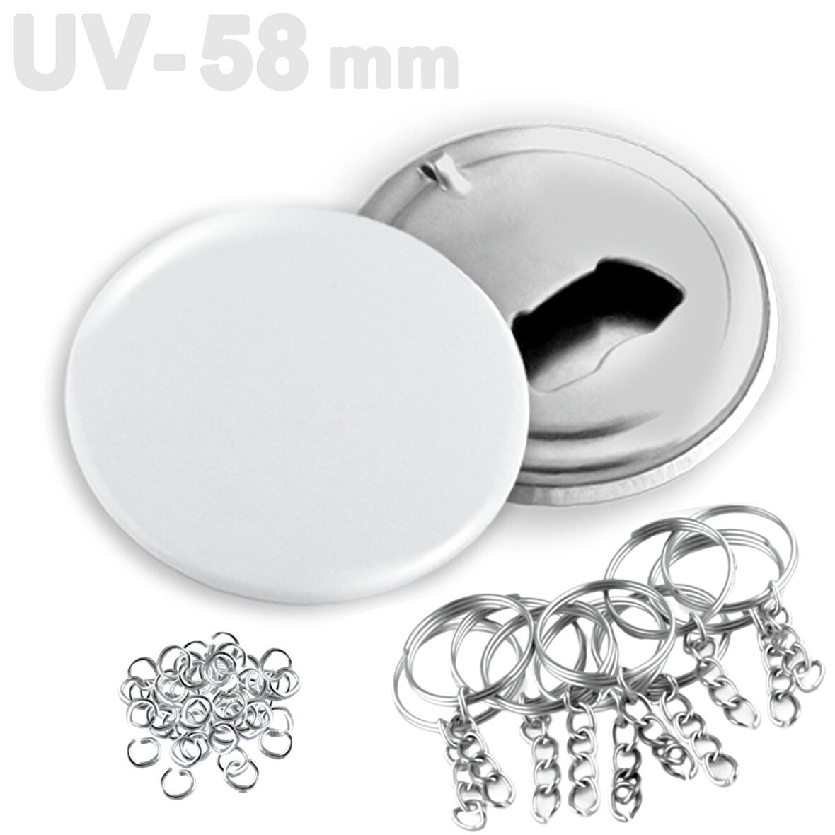 58 mm UV Baskıya Uygun Buton Şişe Açacağı Anahtarlık VG58UVAN 100 adet