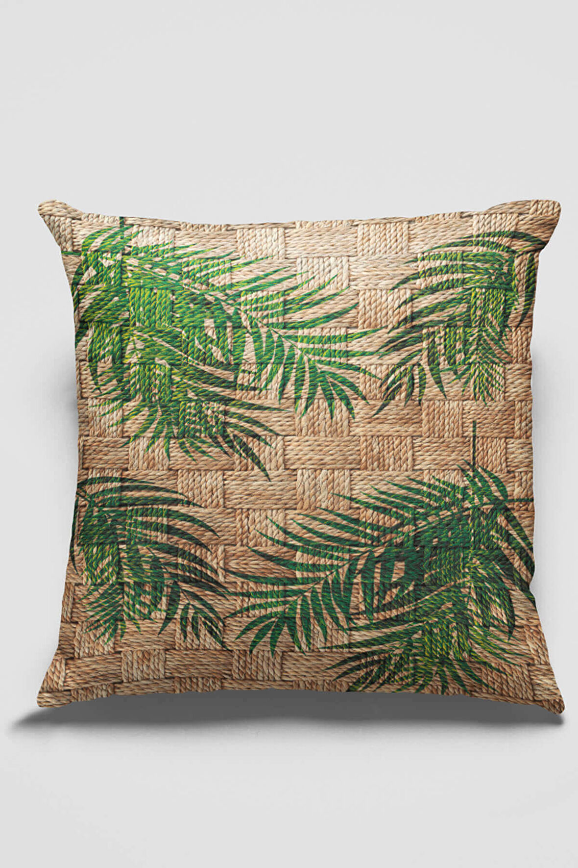 Yeşil Hasır Görünümlü Çift Taraflı Kırlent Kılıfı KRL183