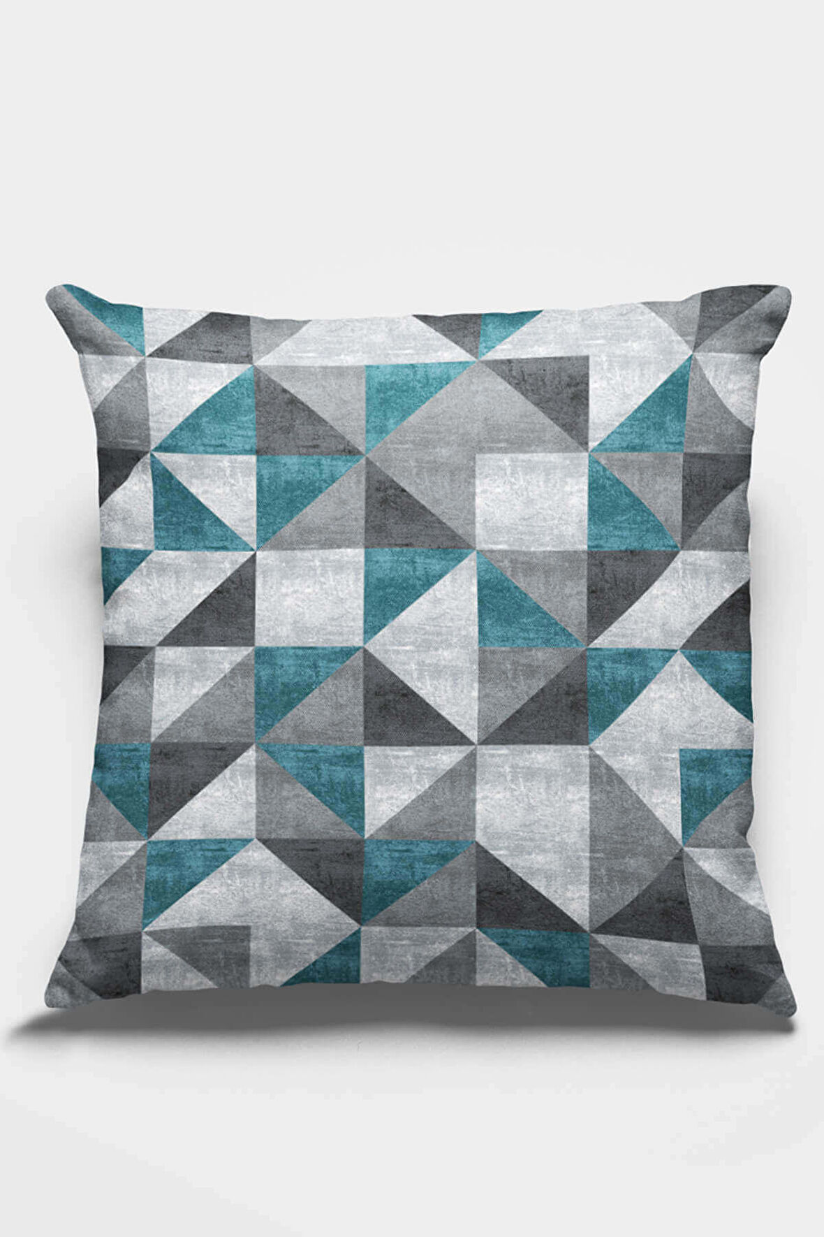 Zümrüt Yeşili Geometrik Çift Taraflı Kırlent Kılıfı KRL378