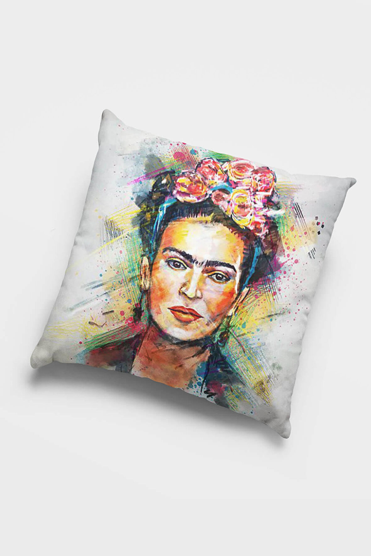 Çok Renkli Frida Kahlo Çift Taraflı Kırlent Kılıfı KRL964