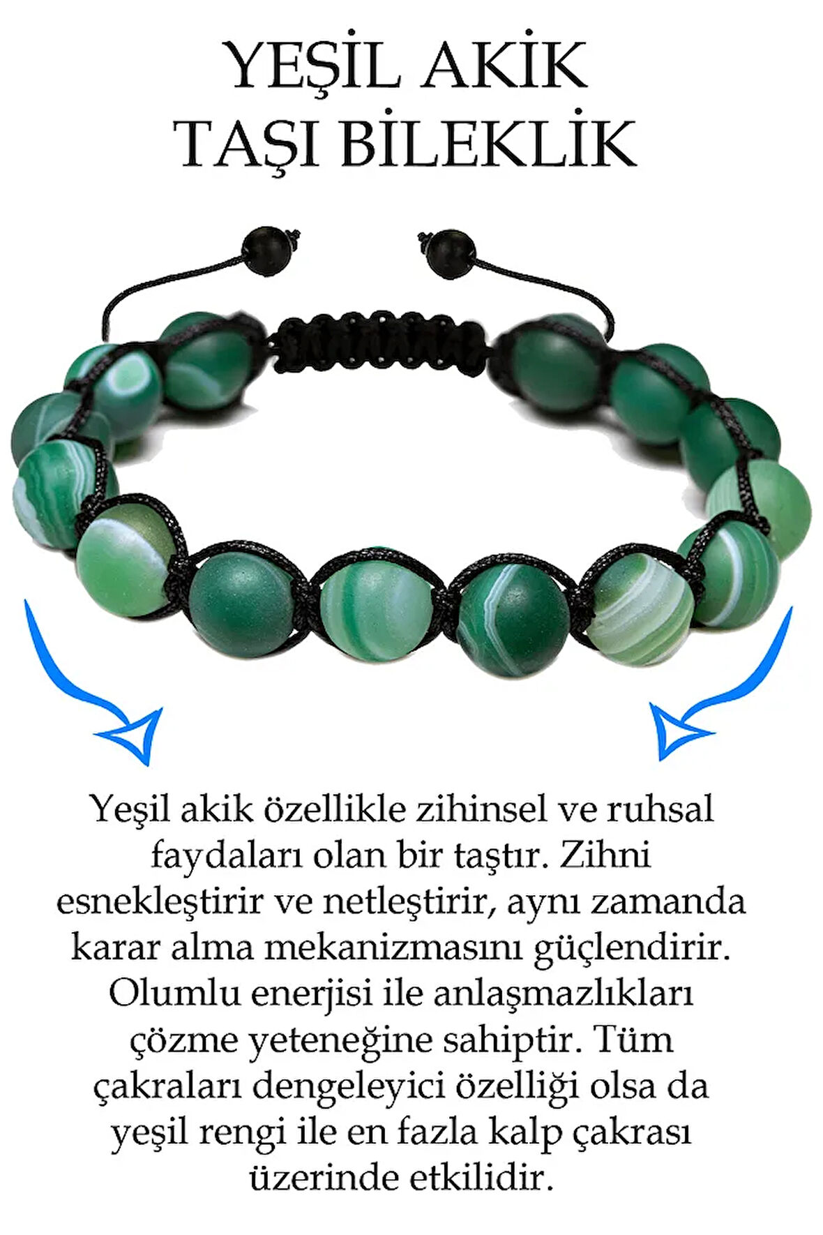 Sertifikalı Ham Işlenmemiş Yeşil Akik Taşı Bileklik