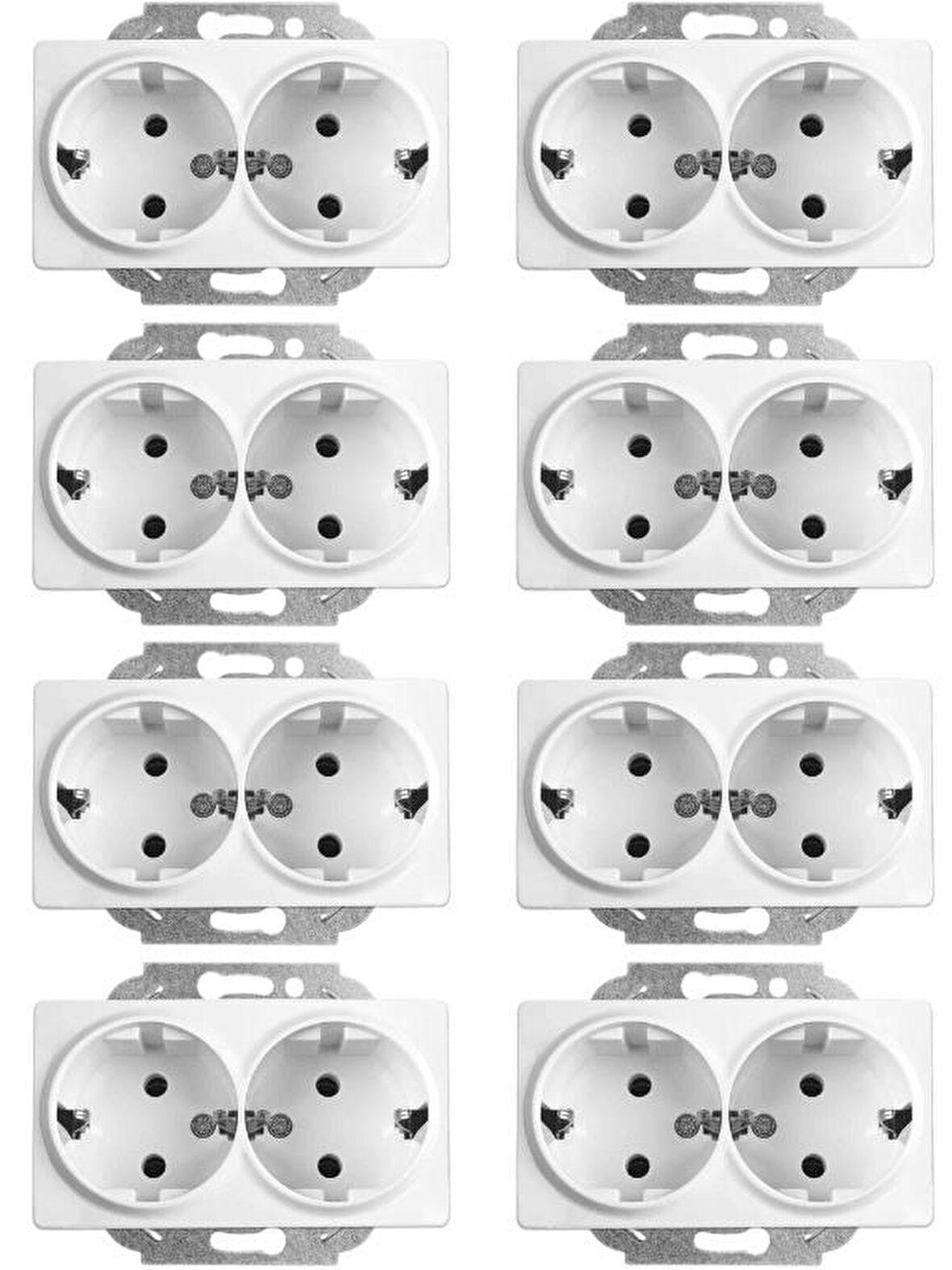 Viko Linnera İkili Topraklı Priz Beyaz 90440056 (Çerçeve Dahil) (8 Adet)