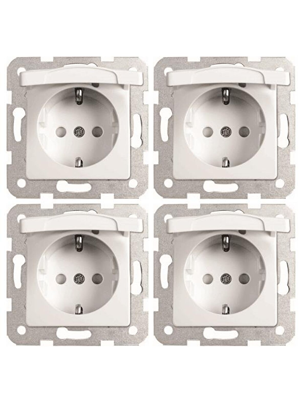 Viko Linnera Topraklı Çoçuk Korumalı Kapaklı Priz Beyaz 90440012 (Çerçeve Dahil) (4 Adet)