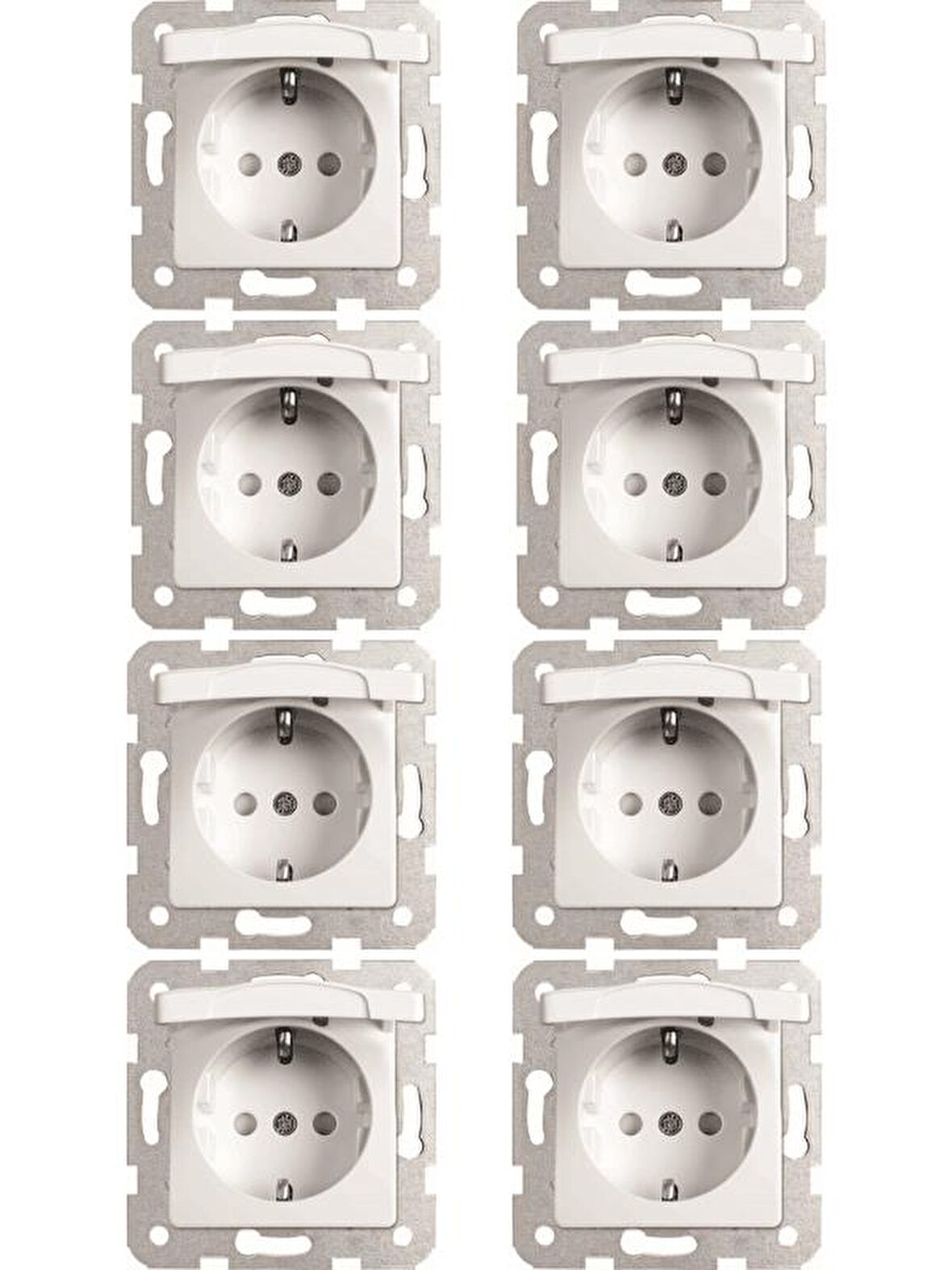 Viko Linnera Topraklı Çoçuk Korumalı Kapaklı Priz Beyaz 90440012 (Çerçeve Dahil) (8 Adet)