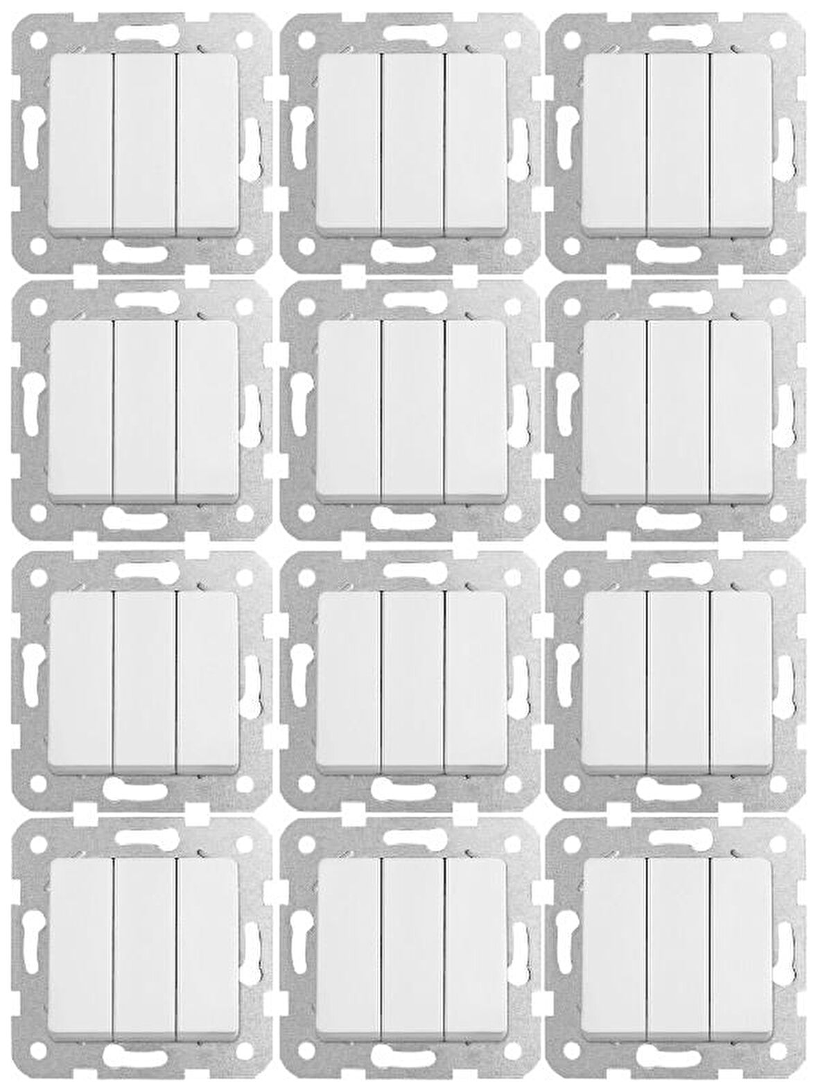 Viko Linnera Üçlü Anahtar Beyaz 90440068 (Çerçeve Dahil) (12 Adet)