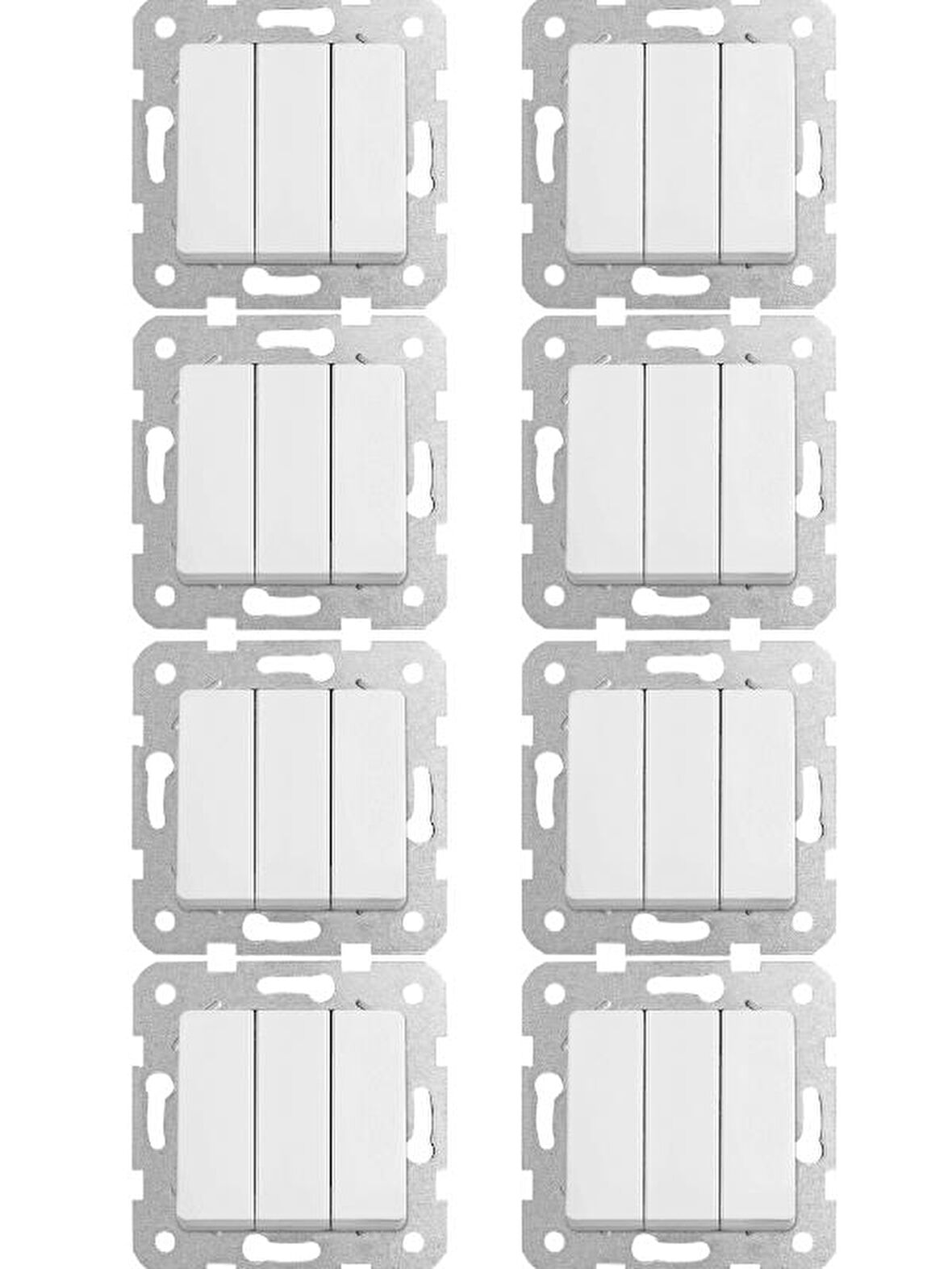 Viko Linnera Üçlü Anahtar Beyaz 90440068 (Çerçeve Dahil) (8 Adet)