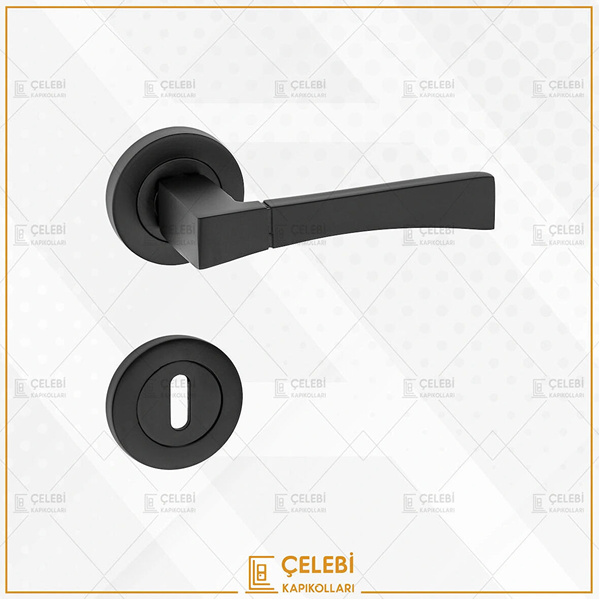 VİTORYA KOL YUVARLAK ROZETLİ SİYAH ODA KAPI KOLU