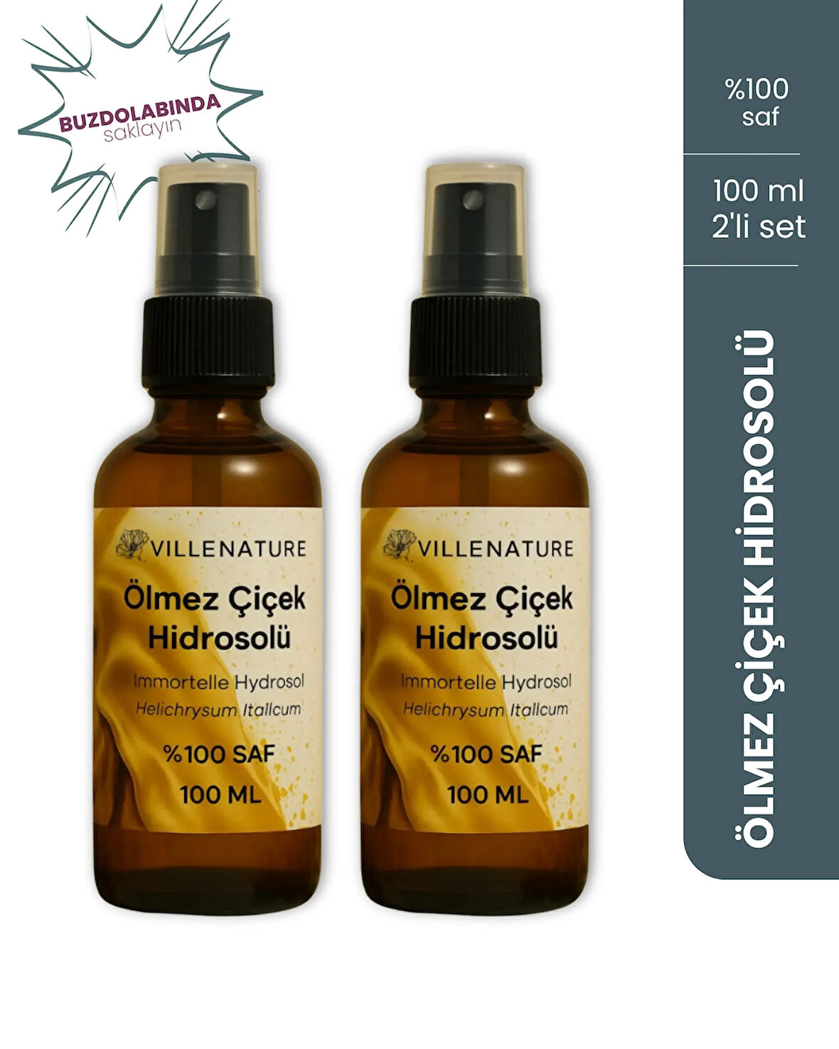 Villenature 2'li Set Ölmez Çiçek Hidrosolü “Immortelle Hydrosol” (Helichrysum Italicum) 100 ML