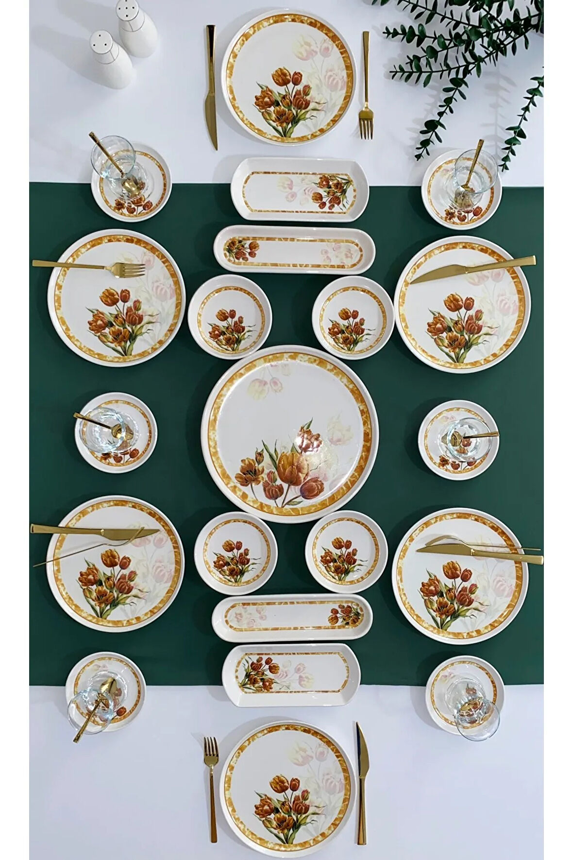 Vintage Lale 6 Kişilik 21 Parça Kahvaltı takımı