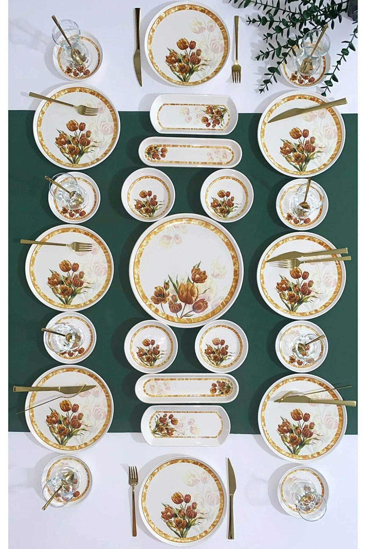 Vintage Lale 8 Kişilik 25 Parça Kahvaltı Takımı