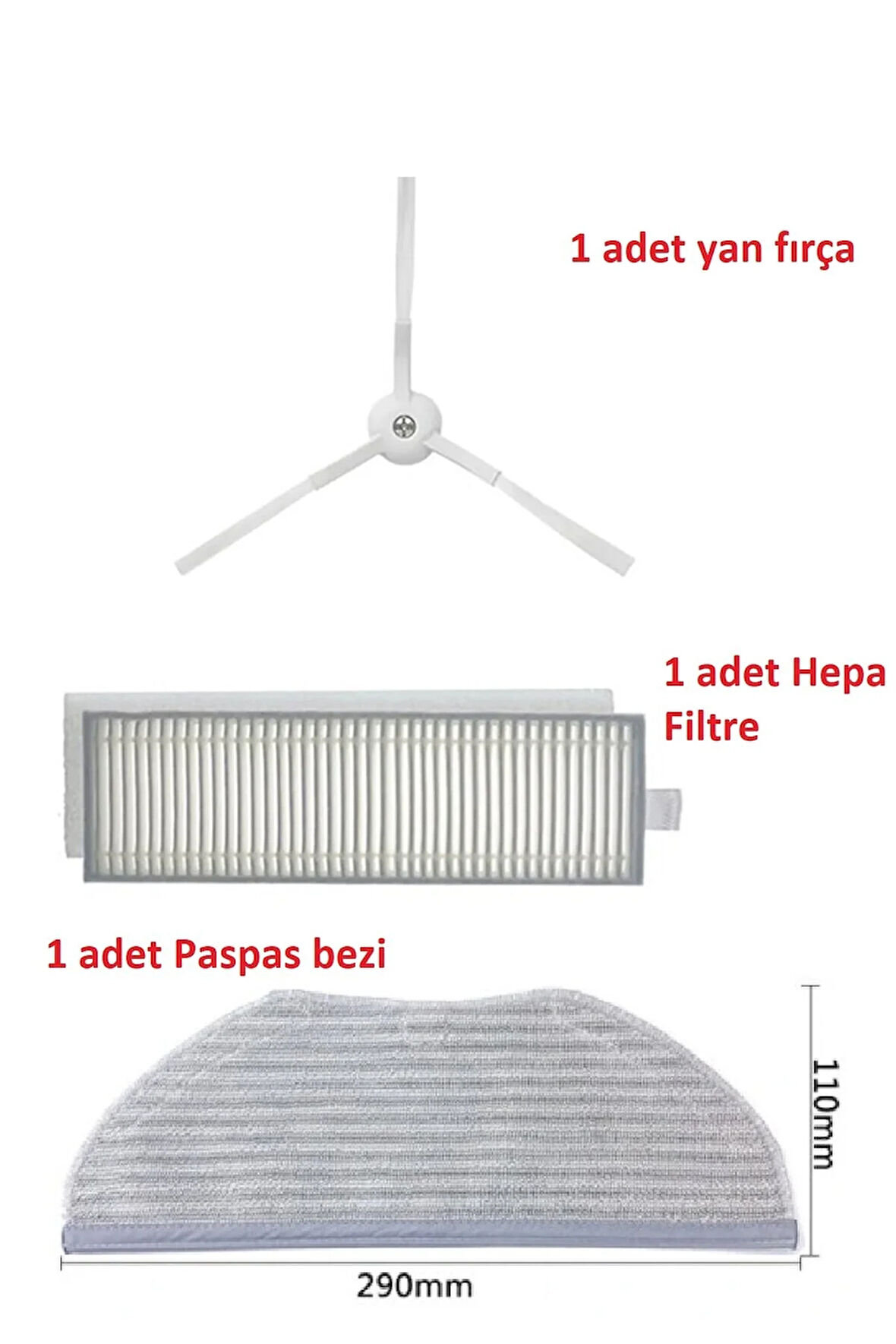 VIOMI V3 Max Uyumlu Hepa Filtre mop paspa ve yan fırça