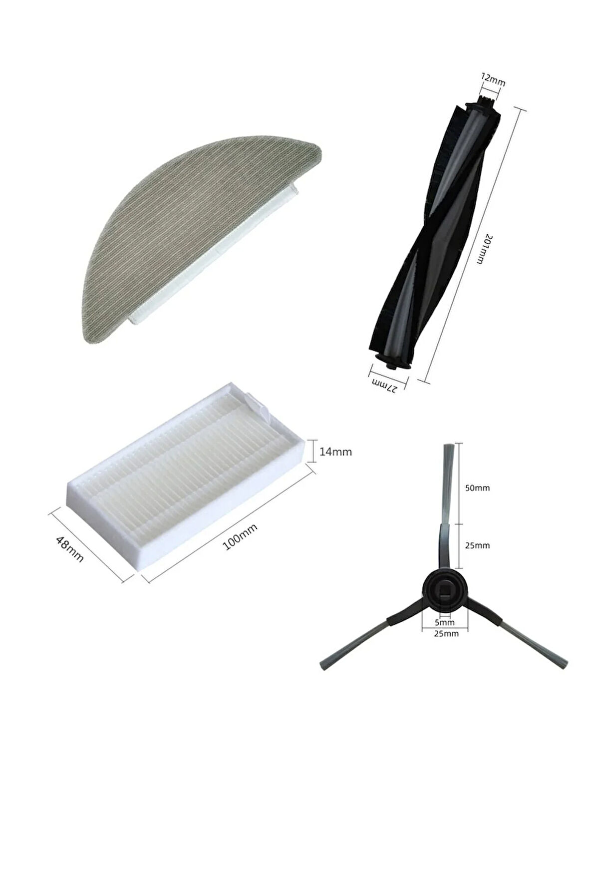 Vıomı Alpha 2 Pro Ve V5 Modeli Uyumlu Yedek Paspas Fırça Filtre Seti