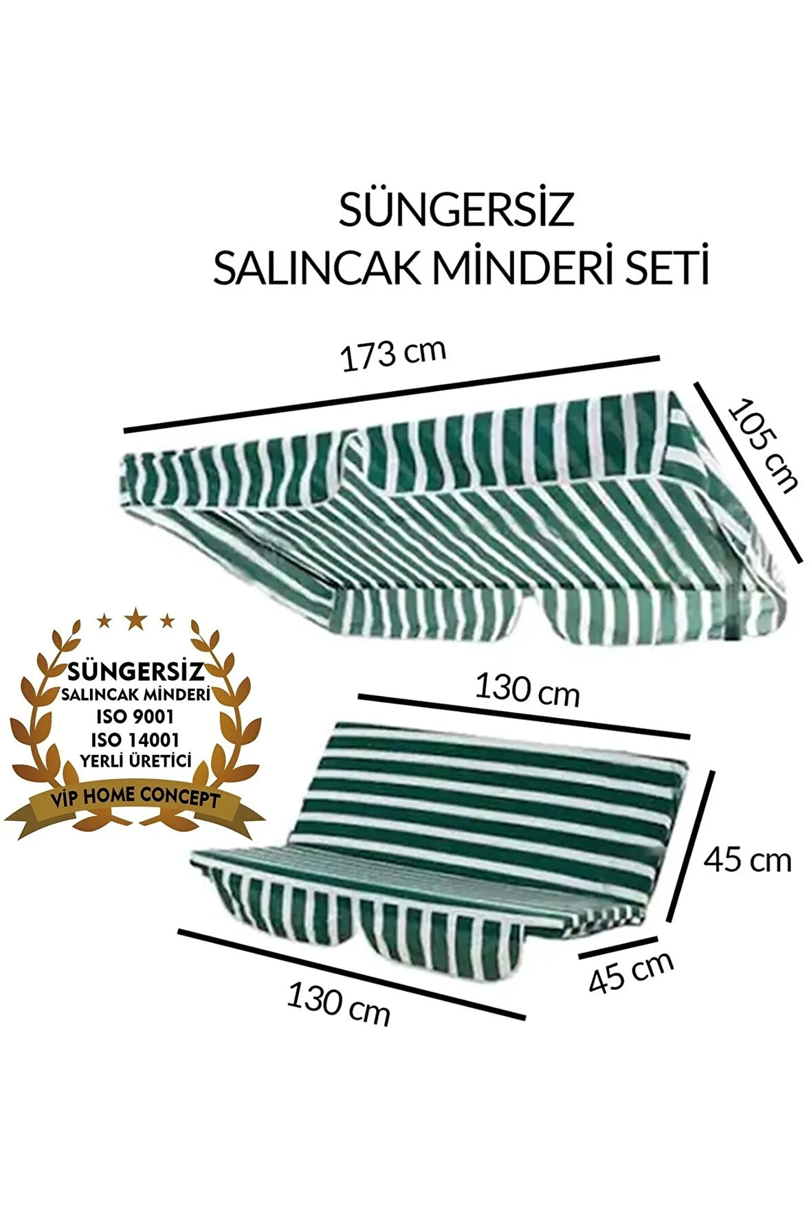 Salıncak Minder Takımı (süngersiz)2 Kişilik Salıncak Minder Tente-yeşil Beyaz