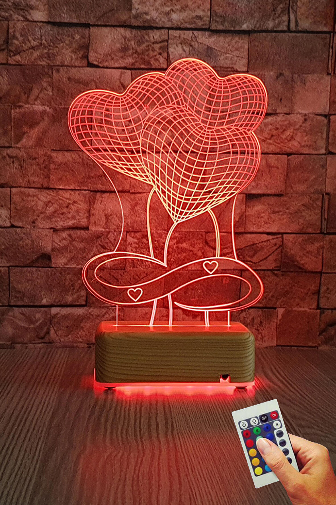 3 Kalpli Tasarımlı 3d Led Gece Lambası 16 Renk Sevgliye Hediye