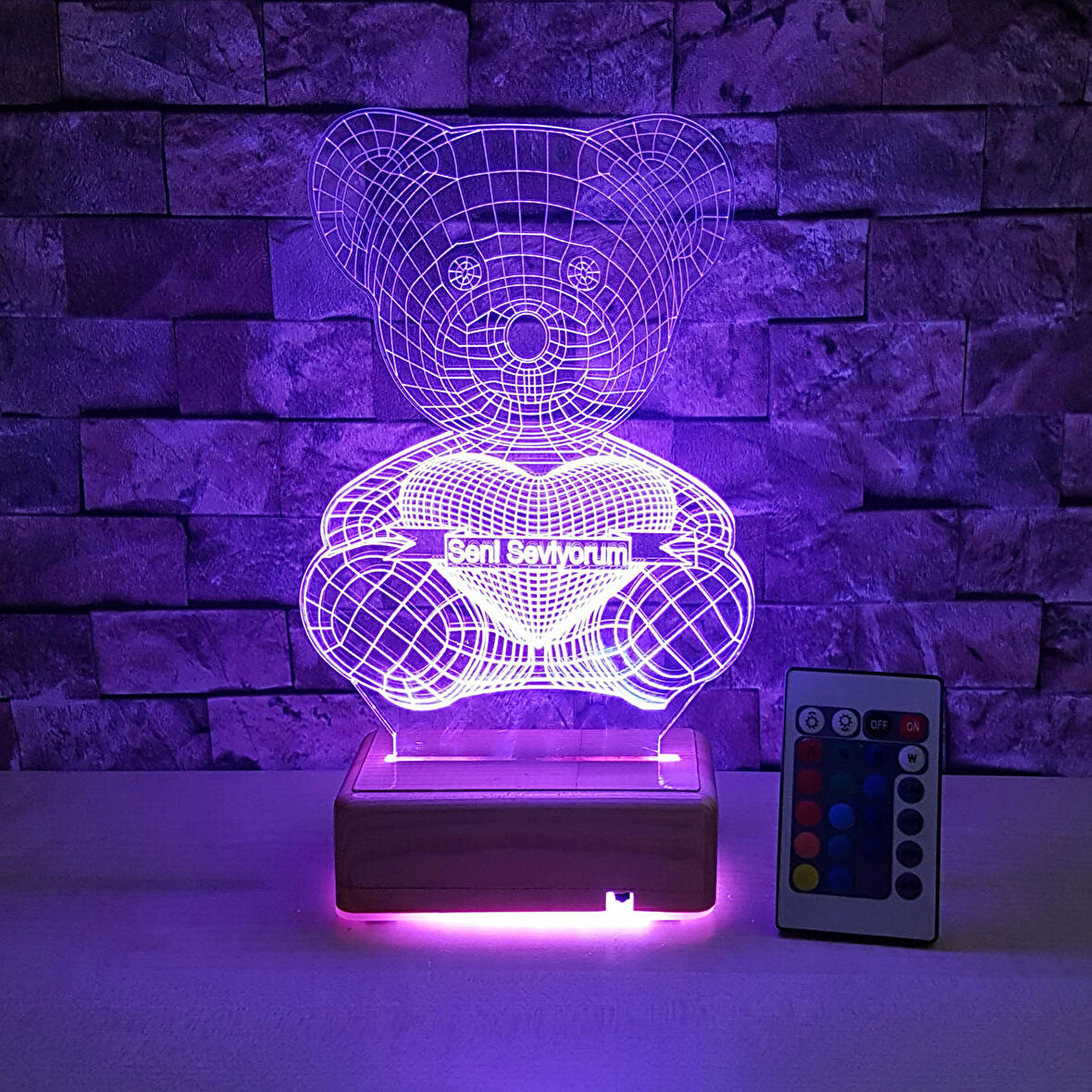 Sevimli Ayıcık Gece Lambası 3d Doğumgünü Hediyesi 16 Renk Lamba