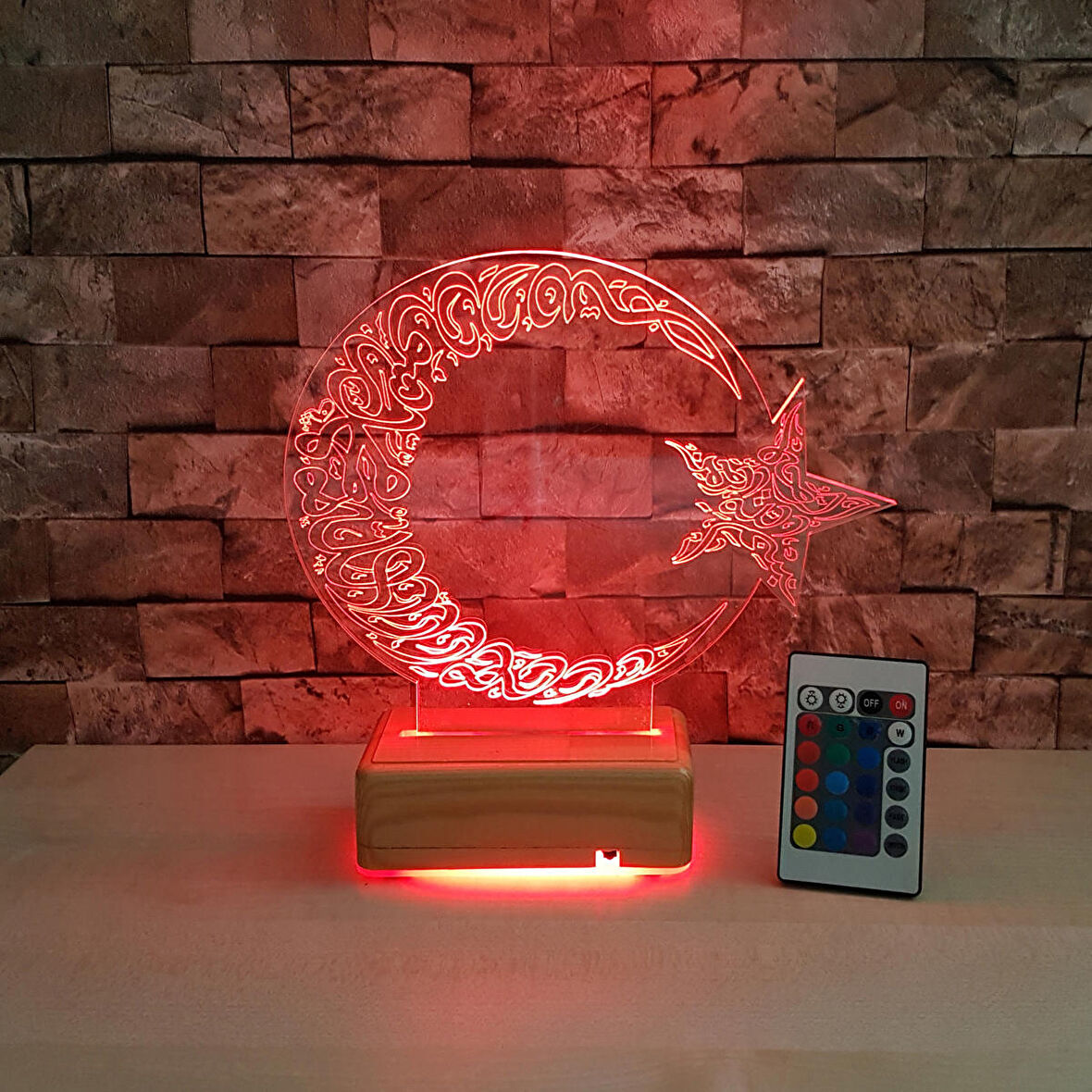 Öğretmenler Günü Hediyesi Ayyıldız Tasarım Gece Lambası 16 Renkli 3d Lamba