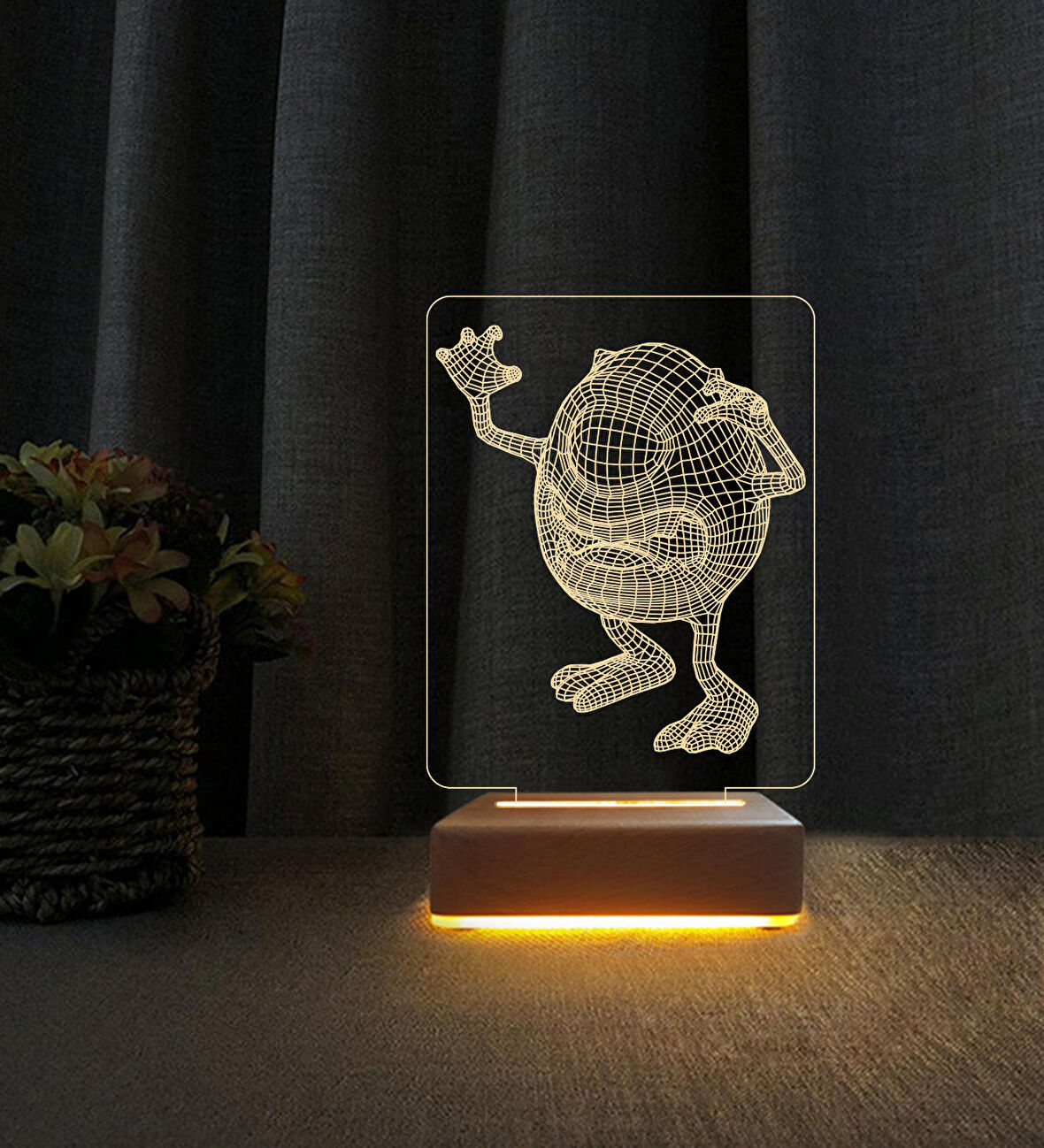 Sevimli Canavarlar Lamba  3d Led Masa Lambası Doğum Günü  Hediyesi Lamba