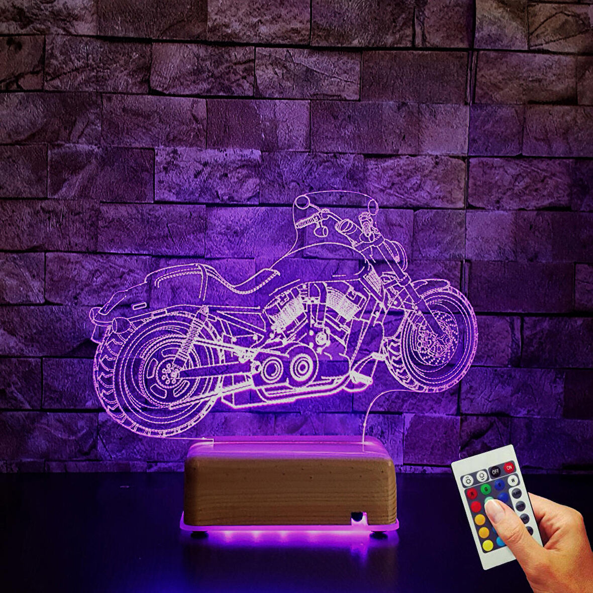 Doğum Günü Hediyesi Masa Lambası Harley Motor Lamba 16 Renk