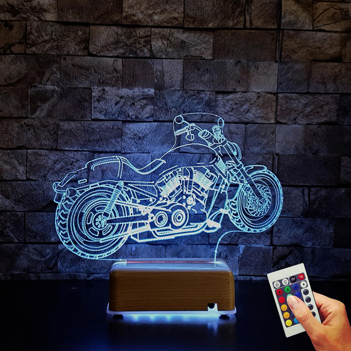 3D tasarım Harley Motor Doğumgünü Hediyesi 16 Renk Gece Lambası Hediyelik