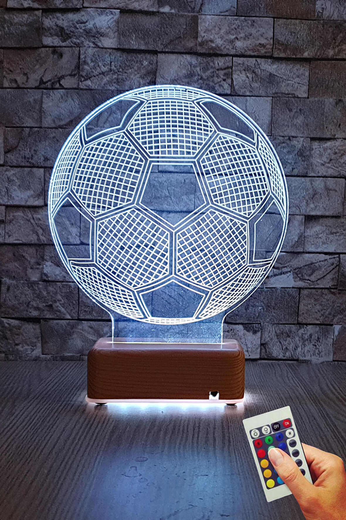 Futbol Topu 3d Led Gece Lambası 16 Renk Doğumgünü Hediyesi