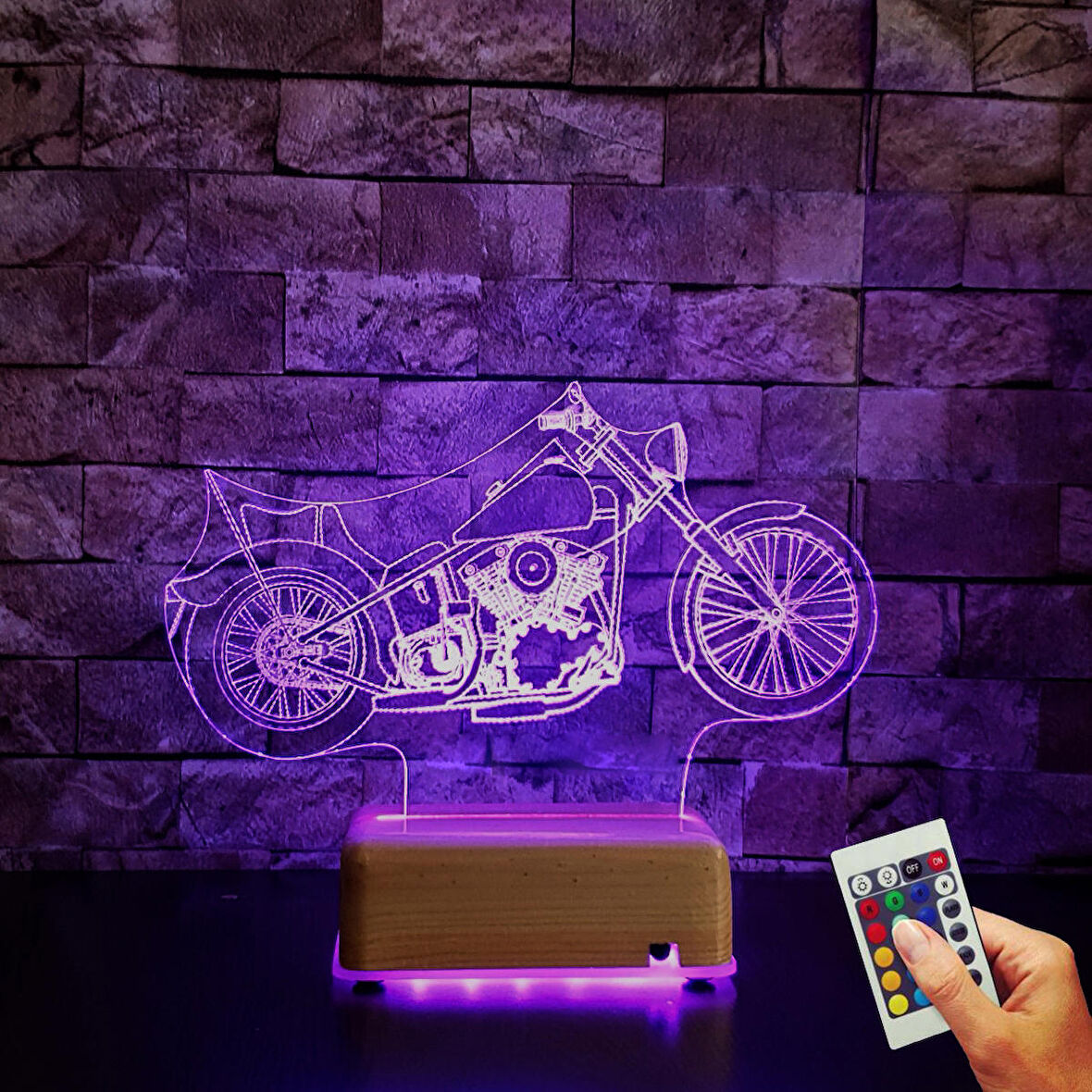Harley Motor 16 Renkli  Gece Lambası Doğum Günü Hediyesi Led Lamba