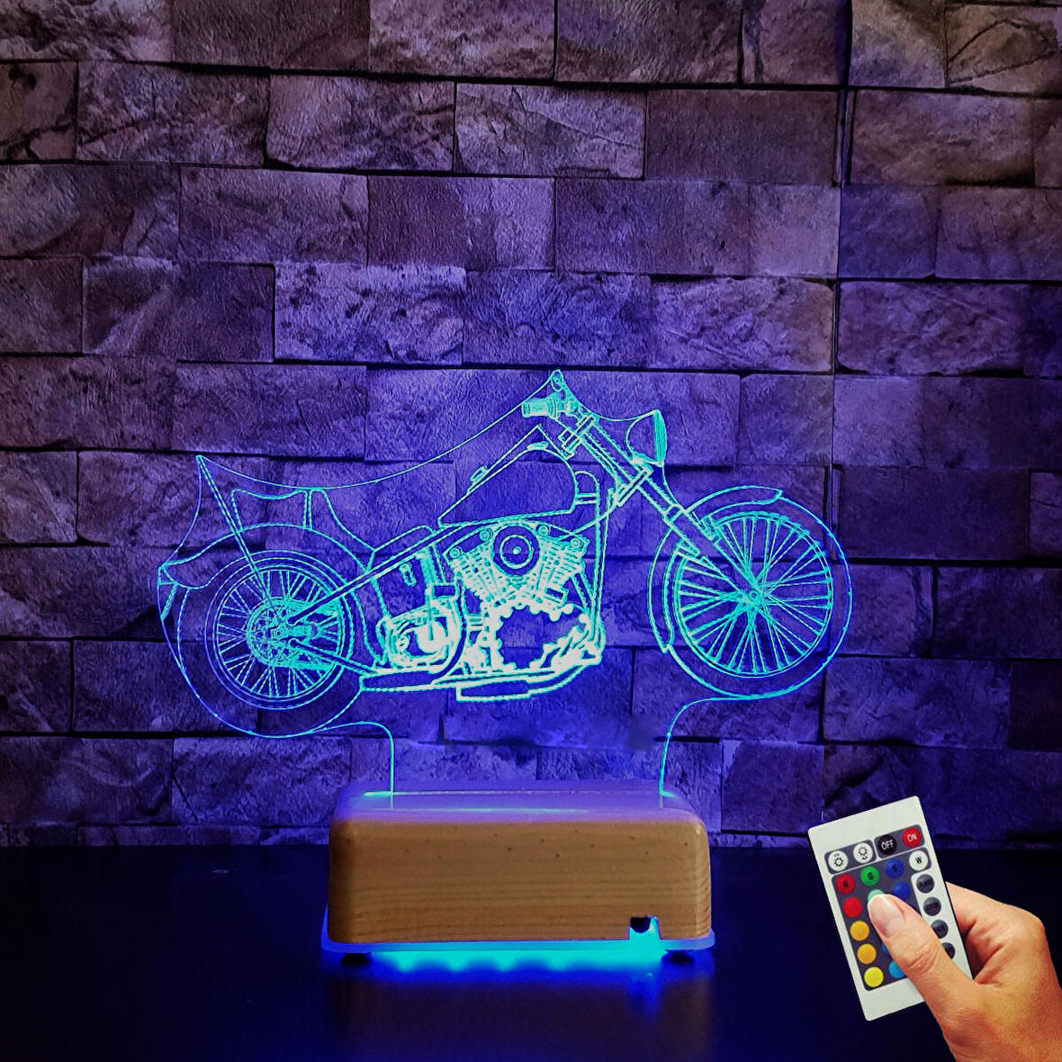 Harley Motor 3D Gece Lambası Doğum Günü Hediyesi 16 Renk Lamba