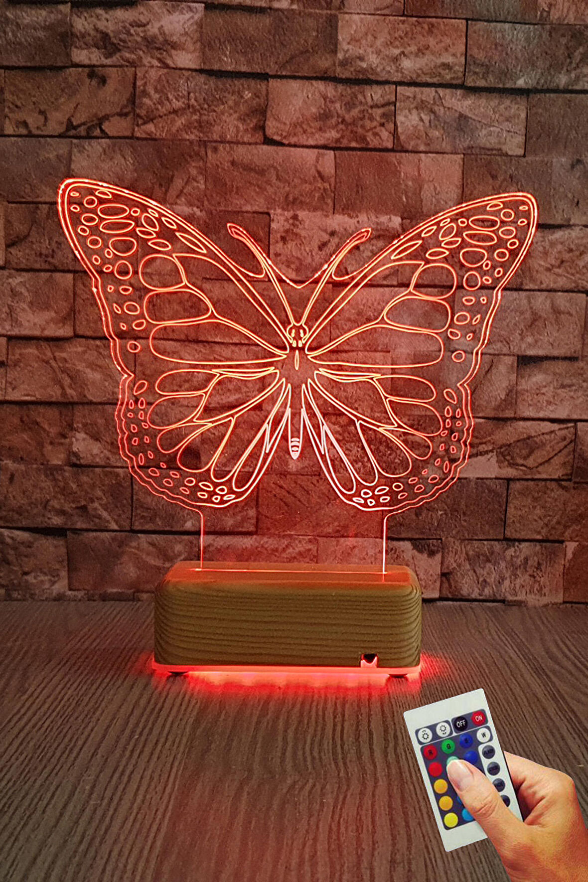 Kelebek 3d Led Gece Lambası 16 Renk Doğumgünü Hediyesi