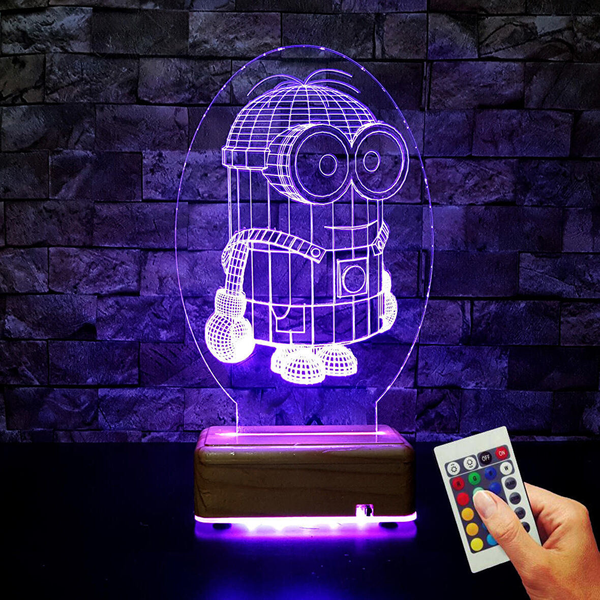 Minion Tasarımlı 3d Led Gece Lambası 16 Renk Doğumgünü Hediyesi